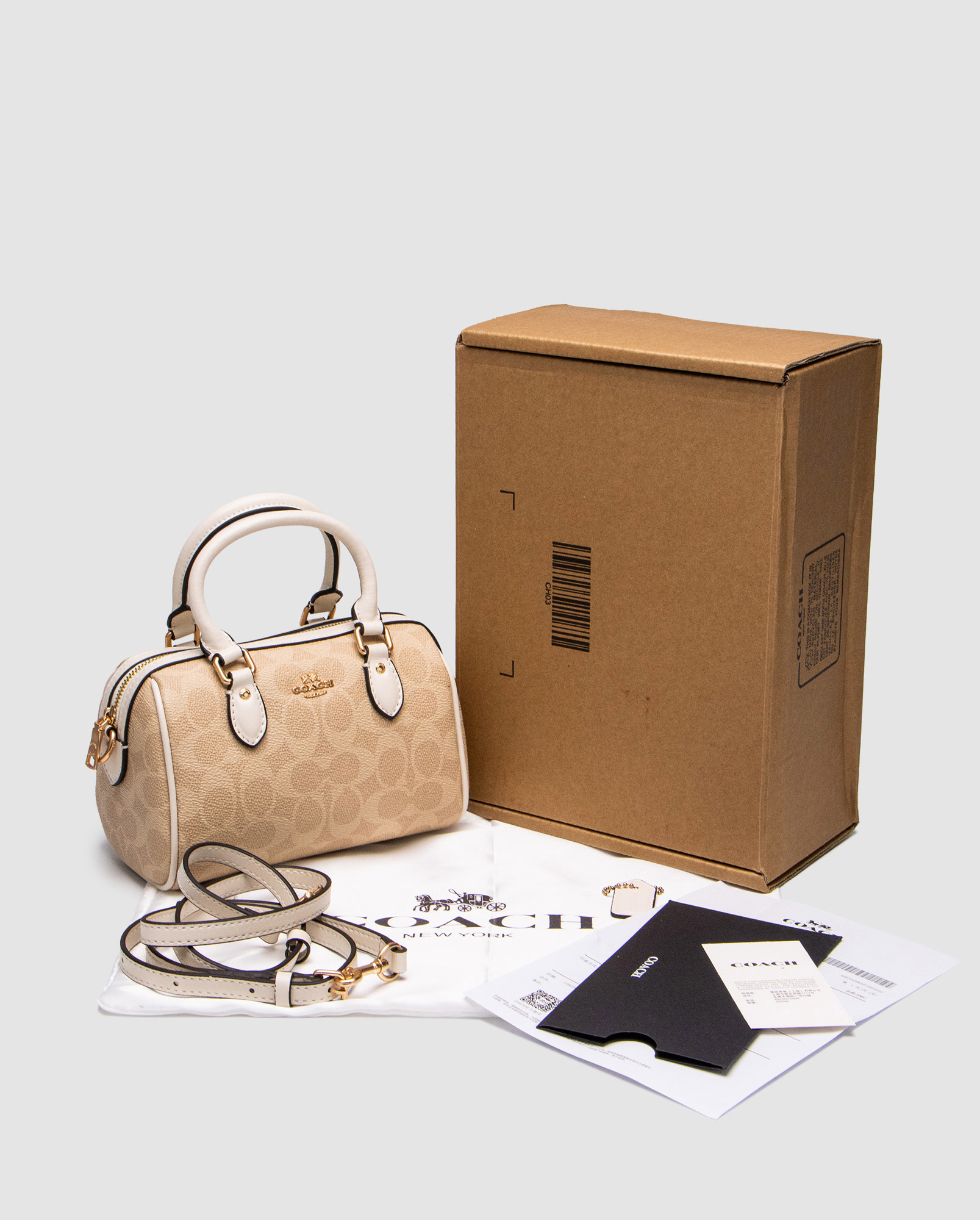 Coach Rowan Beige Satchel In Signature Canvas - 6