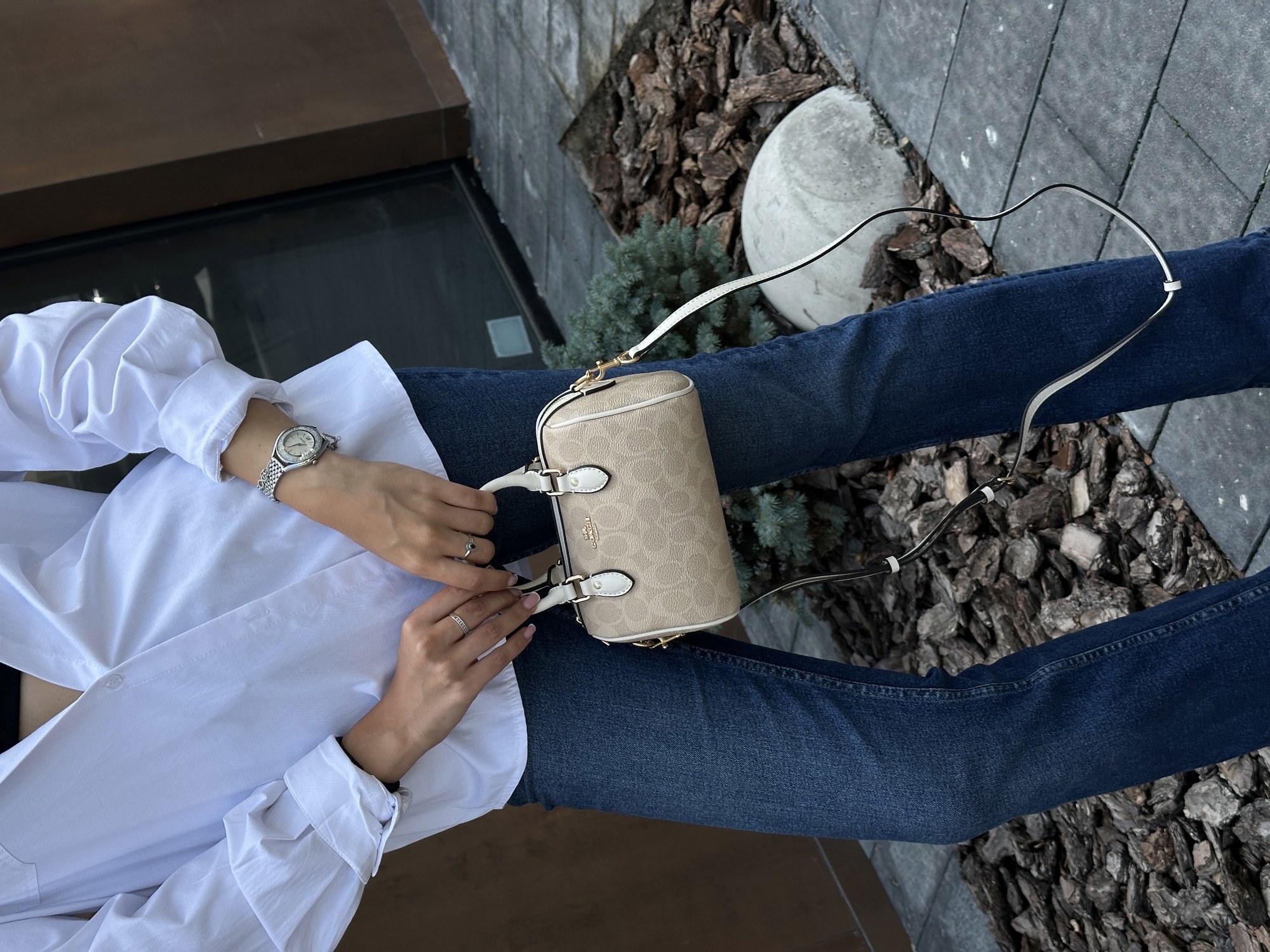 Coach Rowan Beige Satchel In Signature Canvas - 7