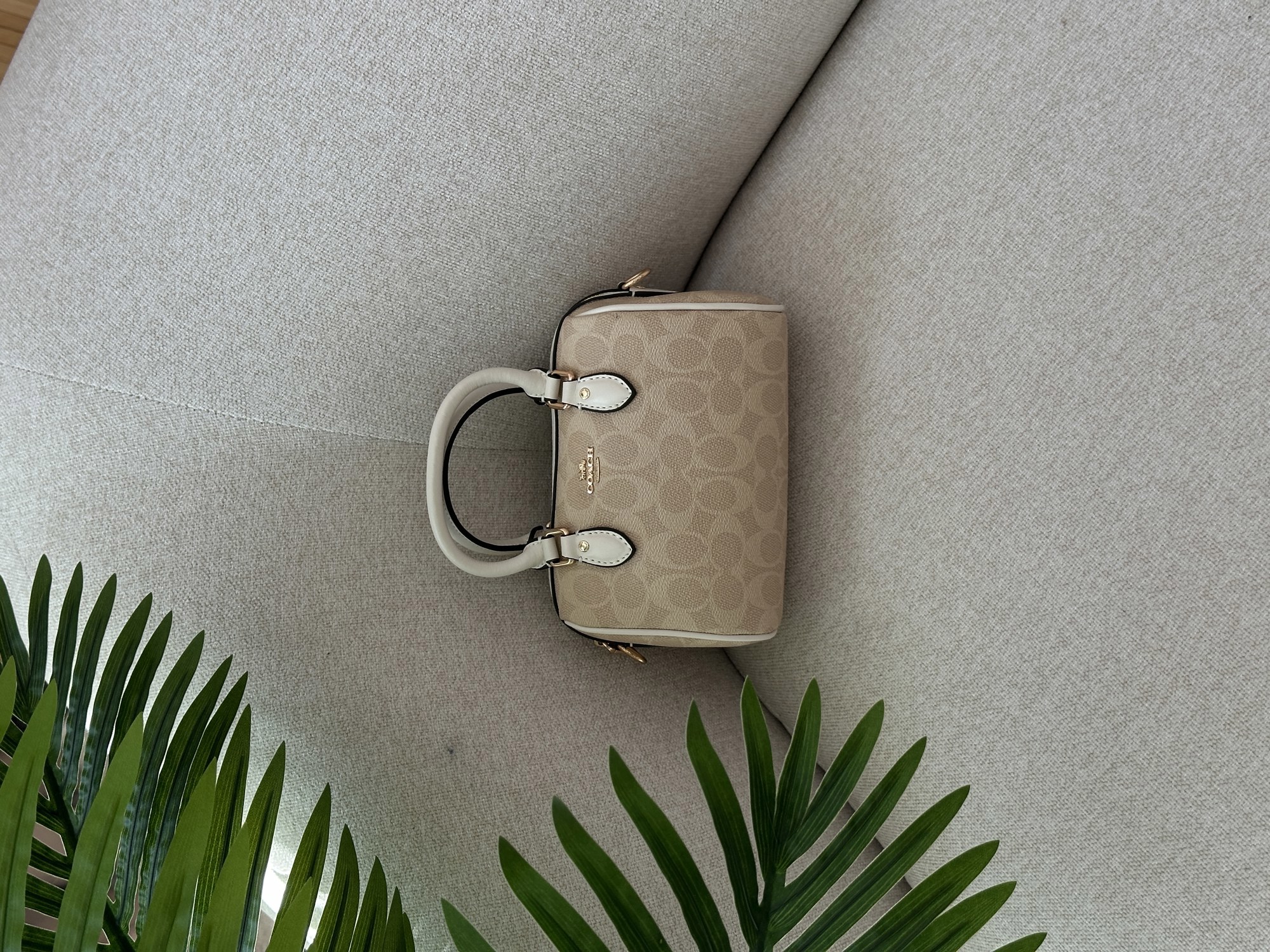 Coach Rowan Beige Satchel In Signature Canvas - 14