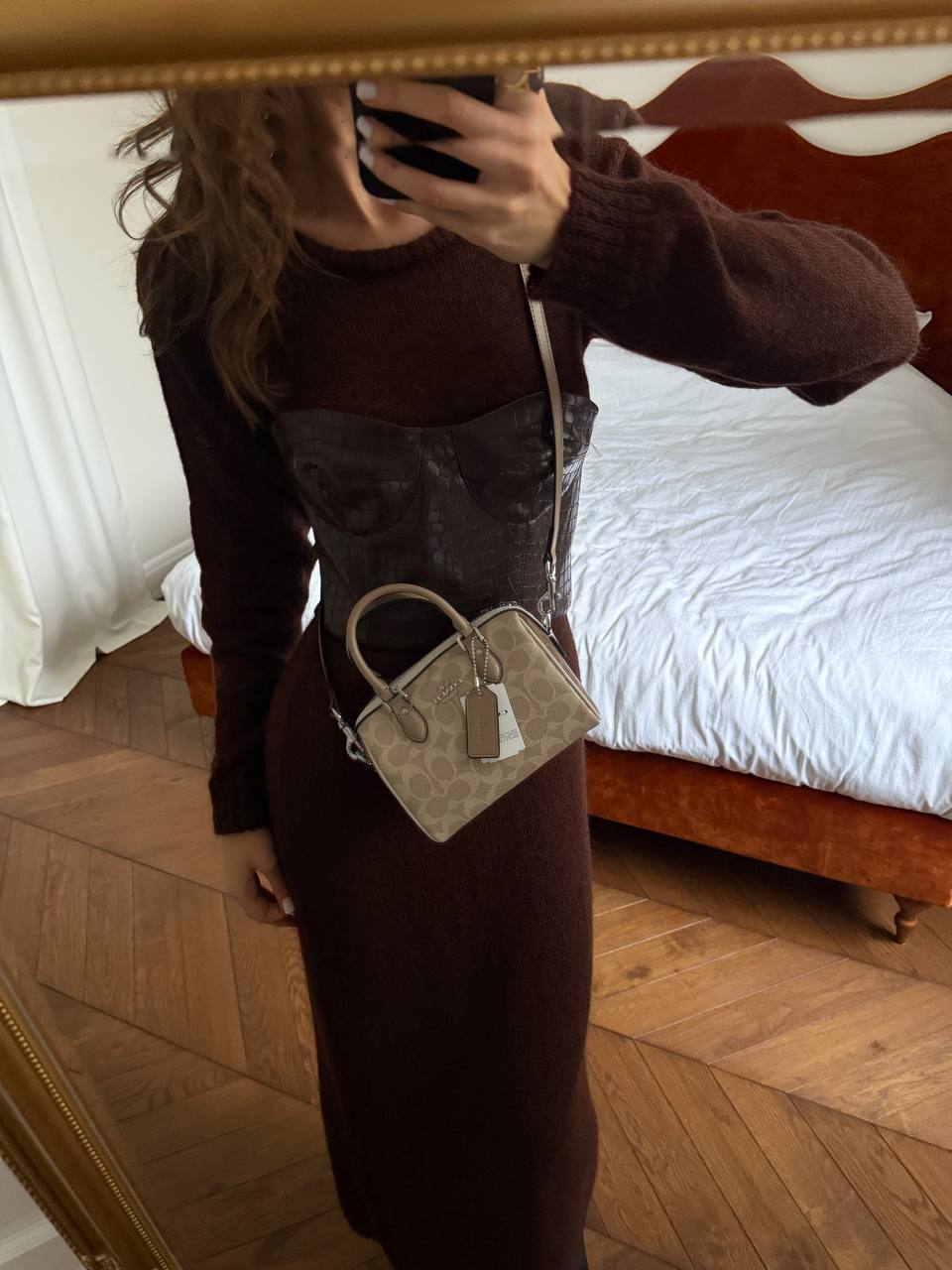 Coach Rowan Satchel Bag In Signature Canvas Beige - 4