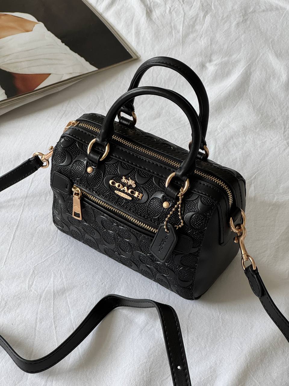 Coach Rowan Satchel Bag In Signature Canvas BLack - 4