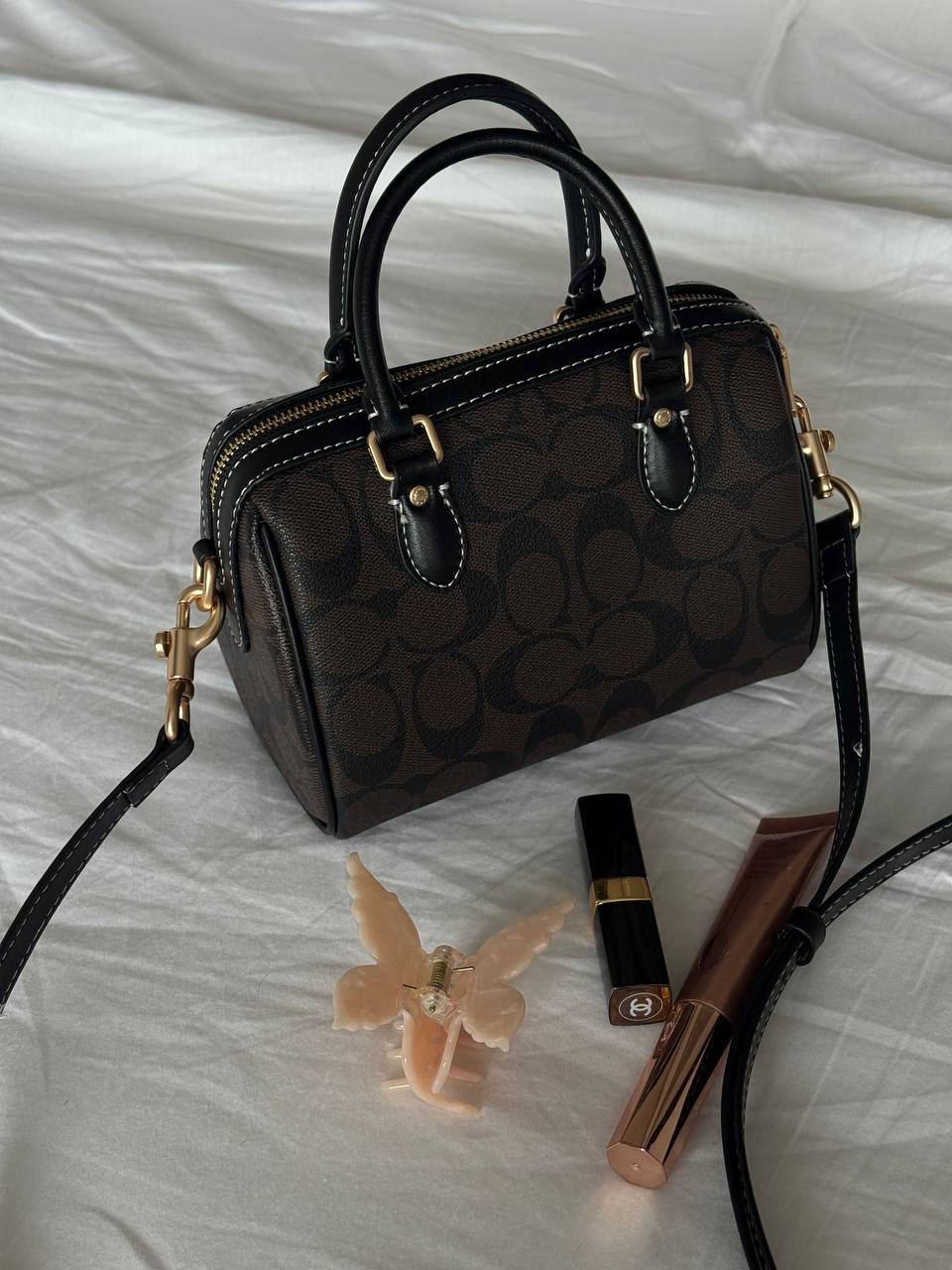 Coach Rowan Satchel Bag In Signature Canvas Brown - 6