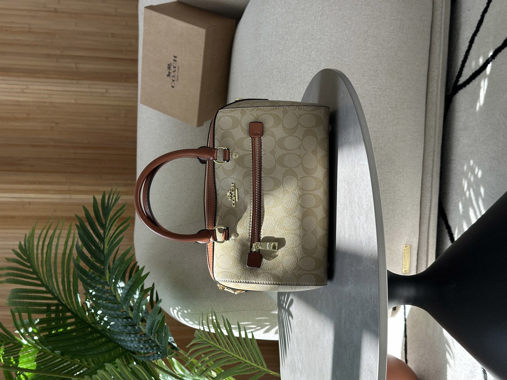 Coach Rowan Satchel In Signature Canvas Beige/Ginger - 10