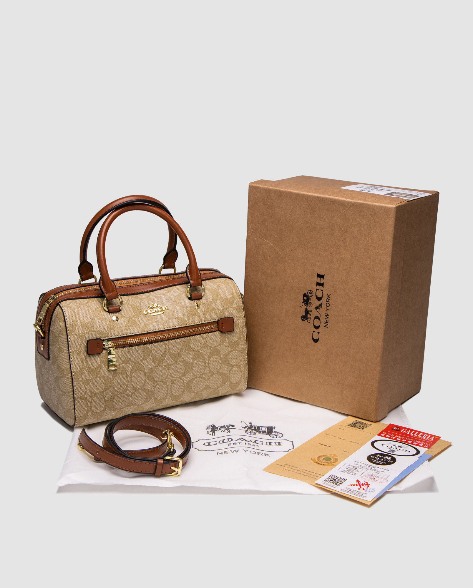 Coach Rowan Satchel In Signature Canvas Beige/Ginger - 6