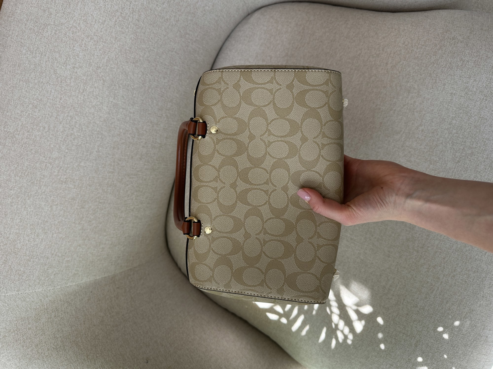 Coach Rowan Satchel In Signature Canvas Beige/Ginger - 13