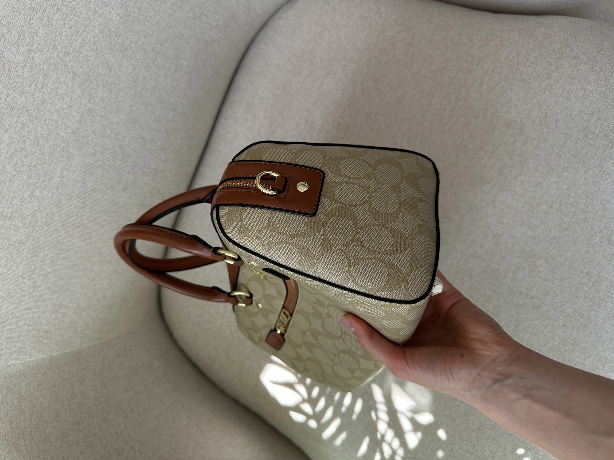 Coach Rowan Satchel In Signature Canvas Beige/Ginger - 12