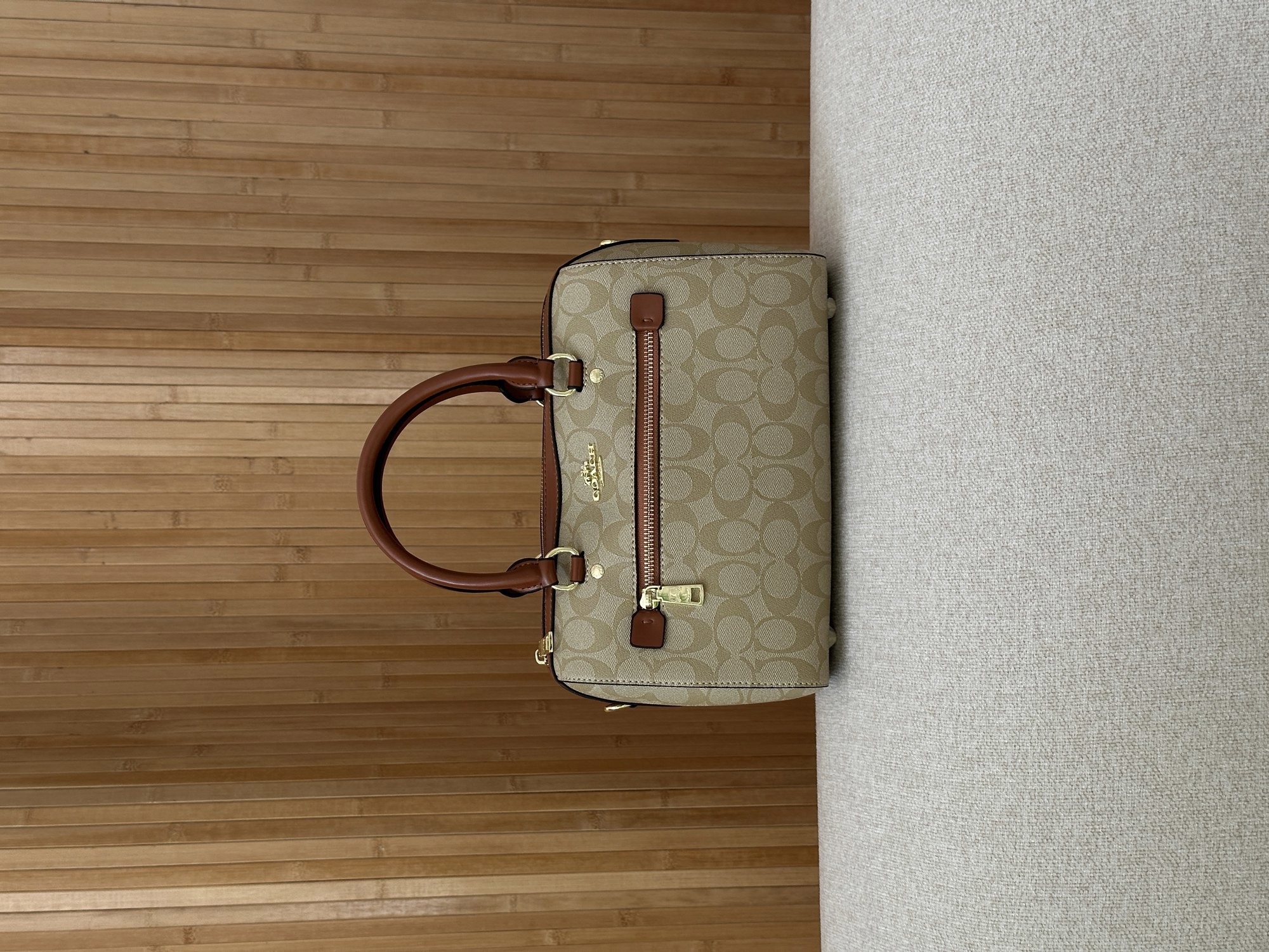 Coach Rowan Satchel In Signature Canvas Beige/Ginger - 8