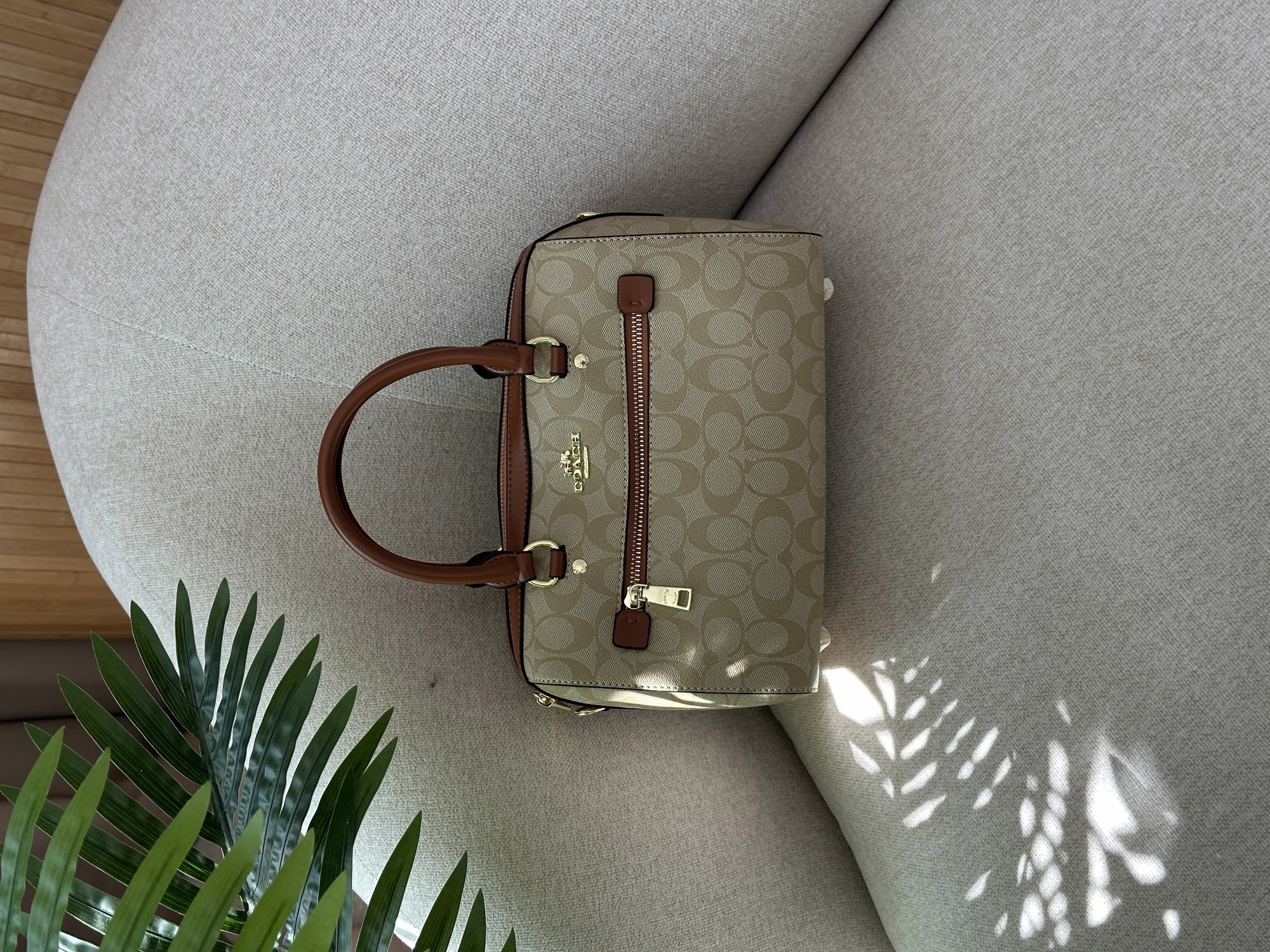 Coach Rowan Satchel In Signature Canvas Beige/Ginger - 11