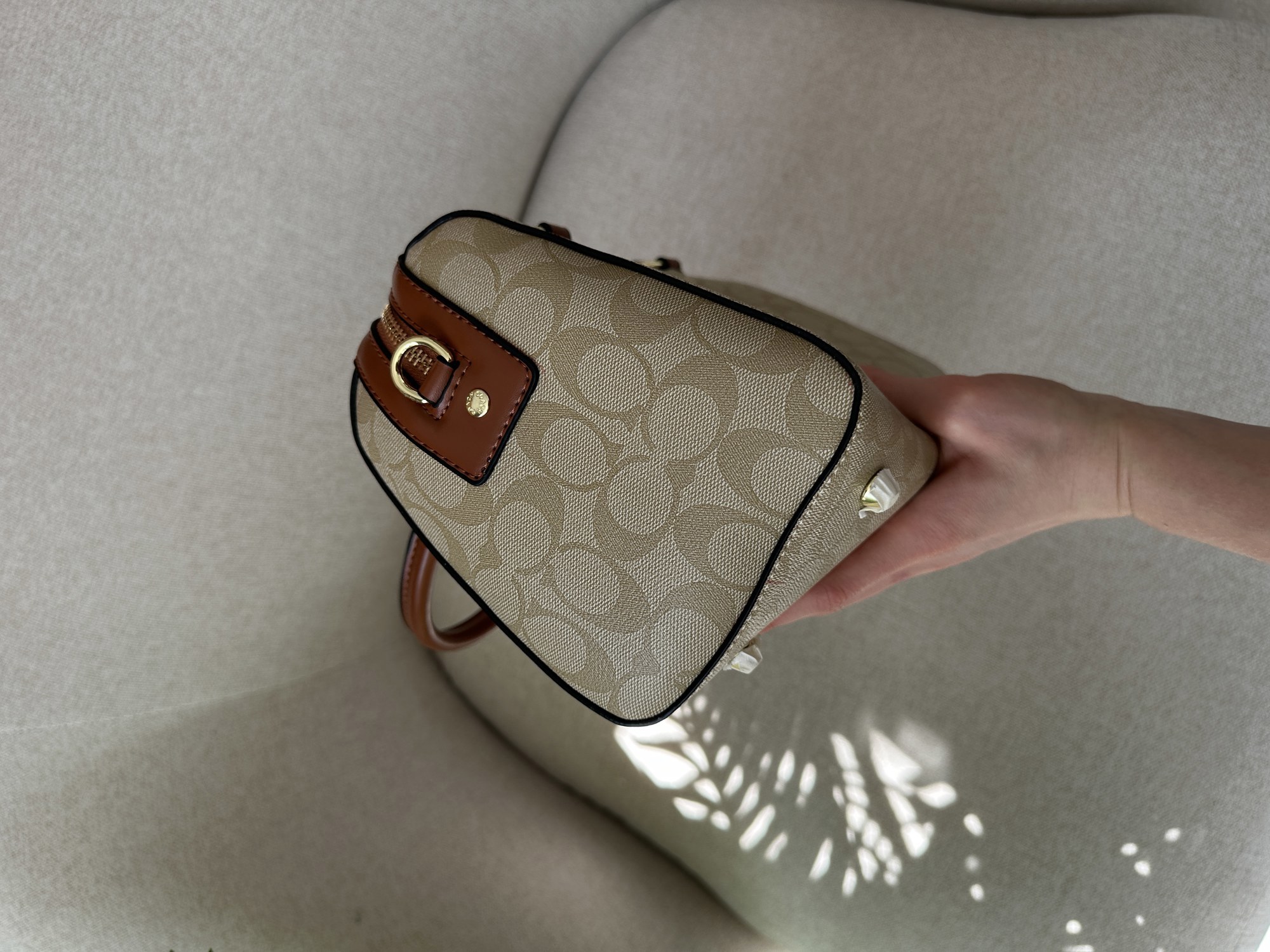 Coach Rowan Satchel In Signature Canvas Beige/Ginger - 14