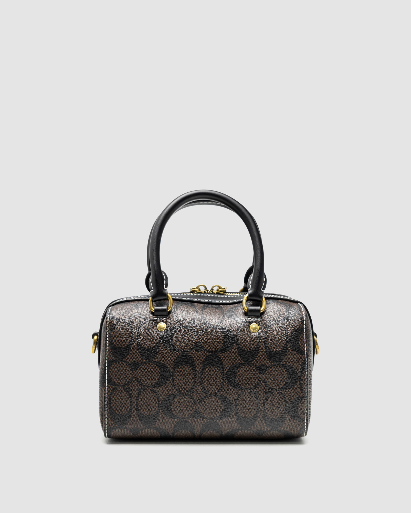 Coach Rowan Satchel Zip In Signature Canvas Brown with White St - 3