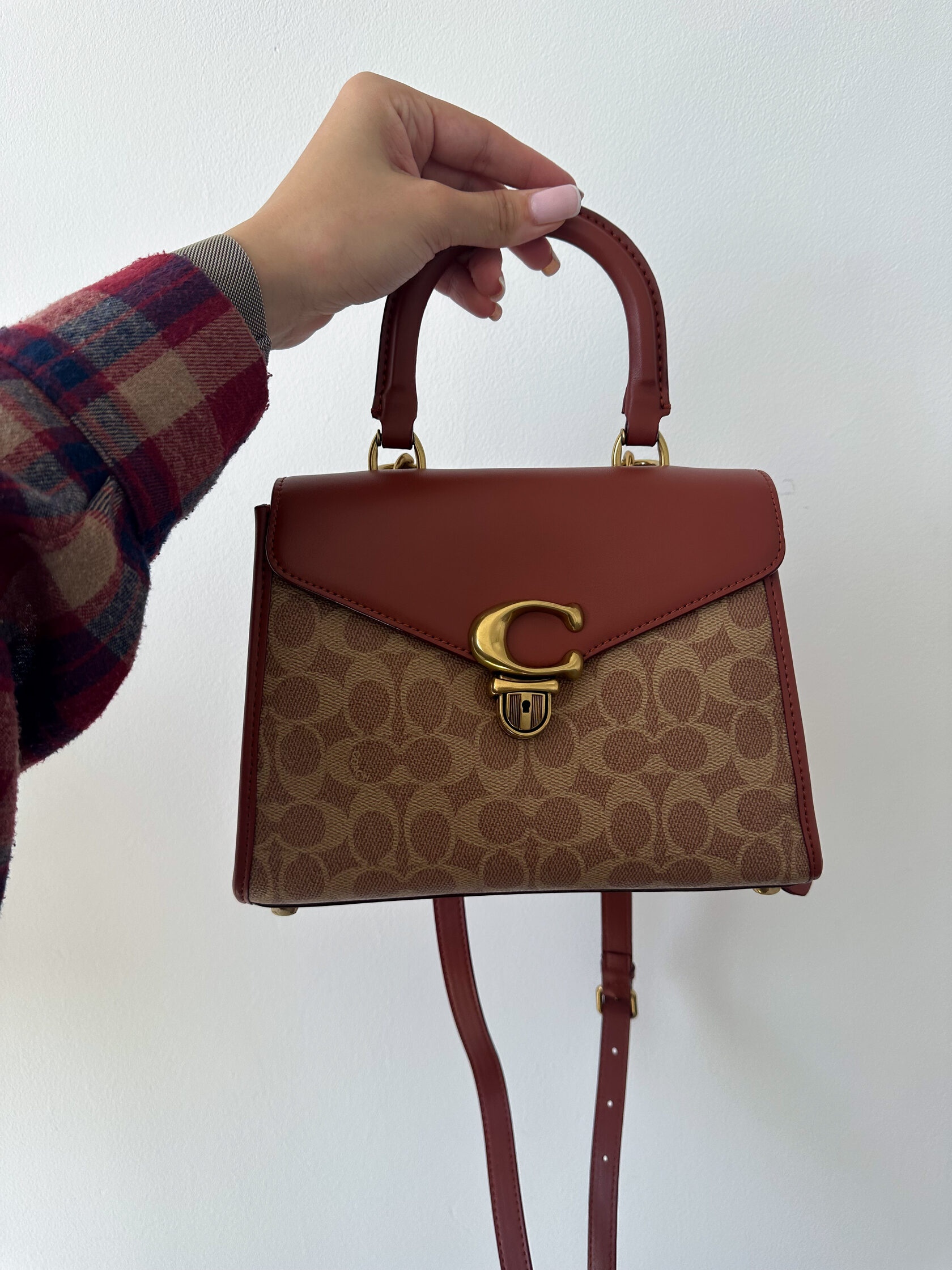 Coach Sammy Top Handle Bag in Signature Canvas Brass/Tan/Rust - 5