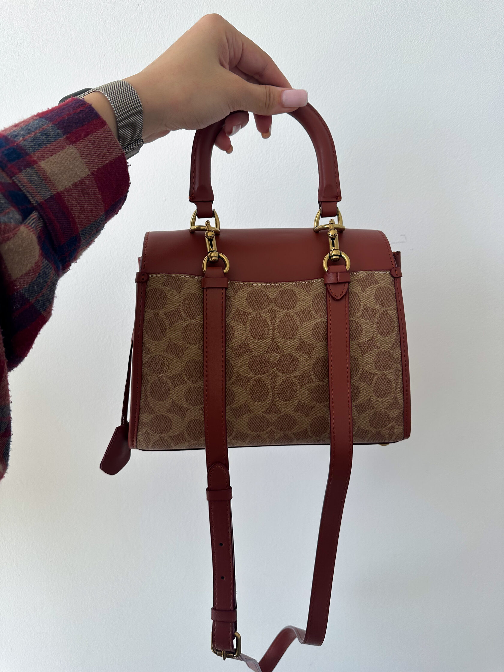 Coach Sammy Top Handle Bag in Signature Canvas Brass/Tan/Rust - 6