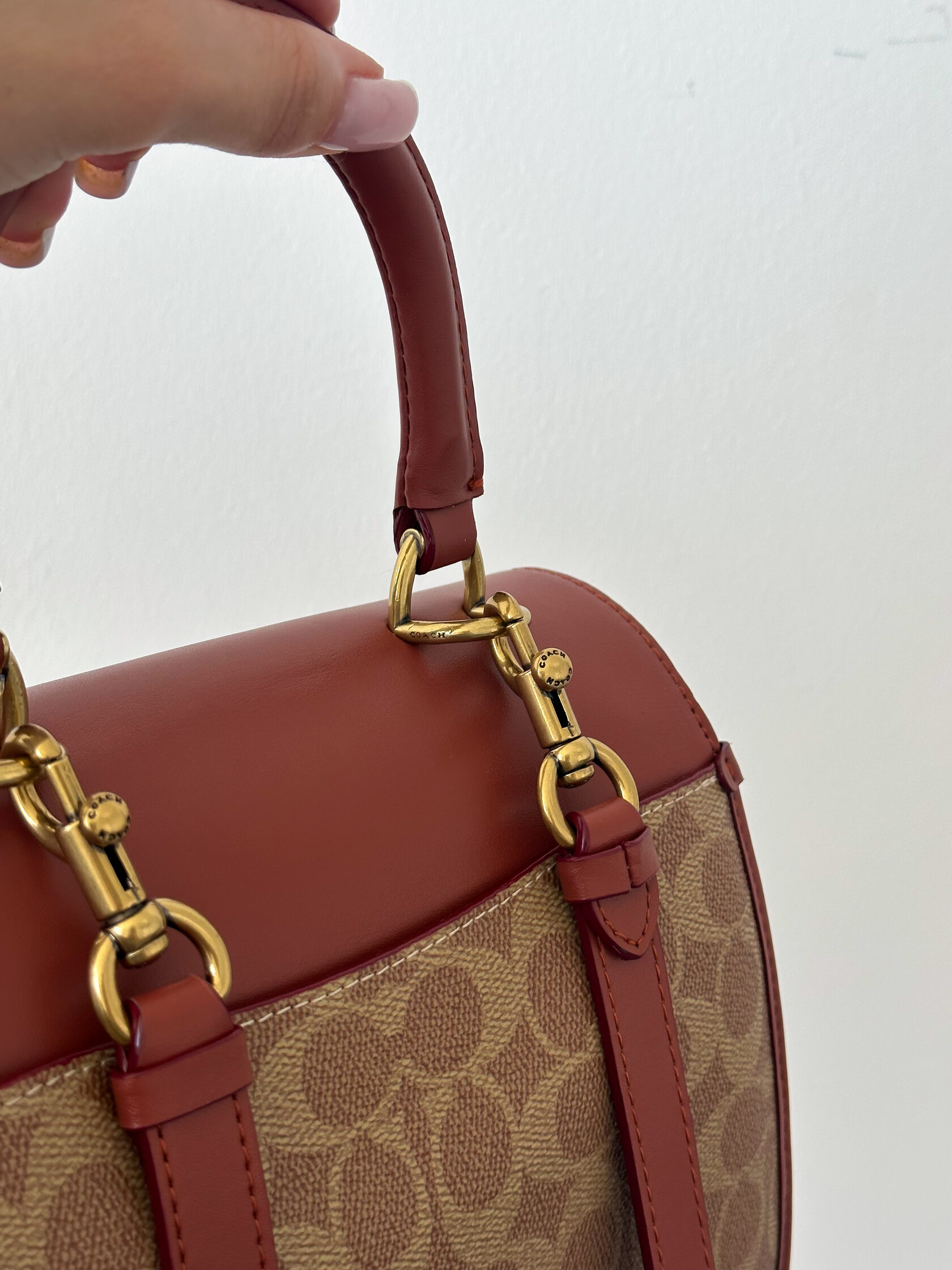 Coach Sammy Top Handle Bag in Signature Canvas Brass/Tan/Rust - 8