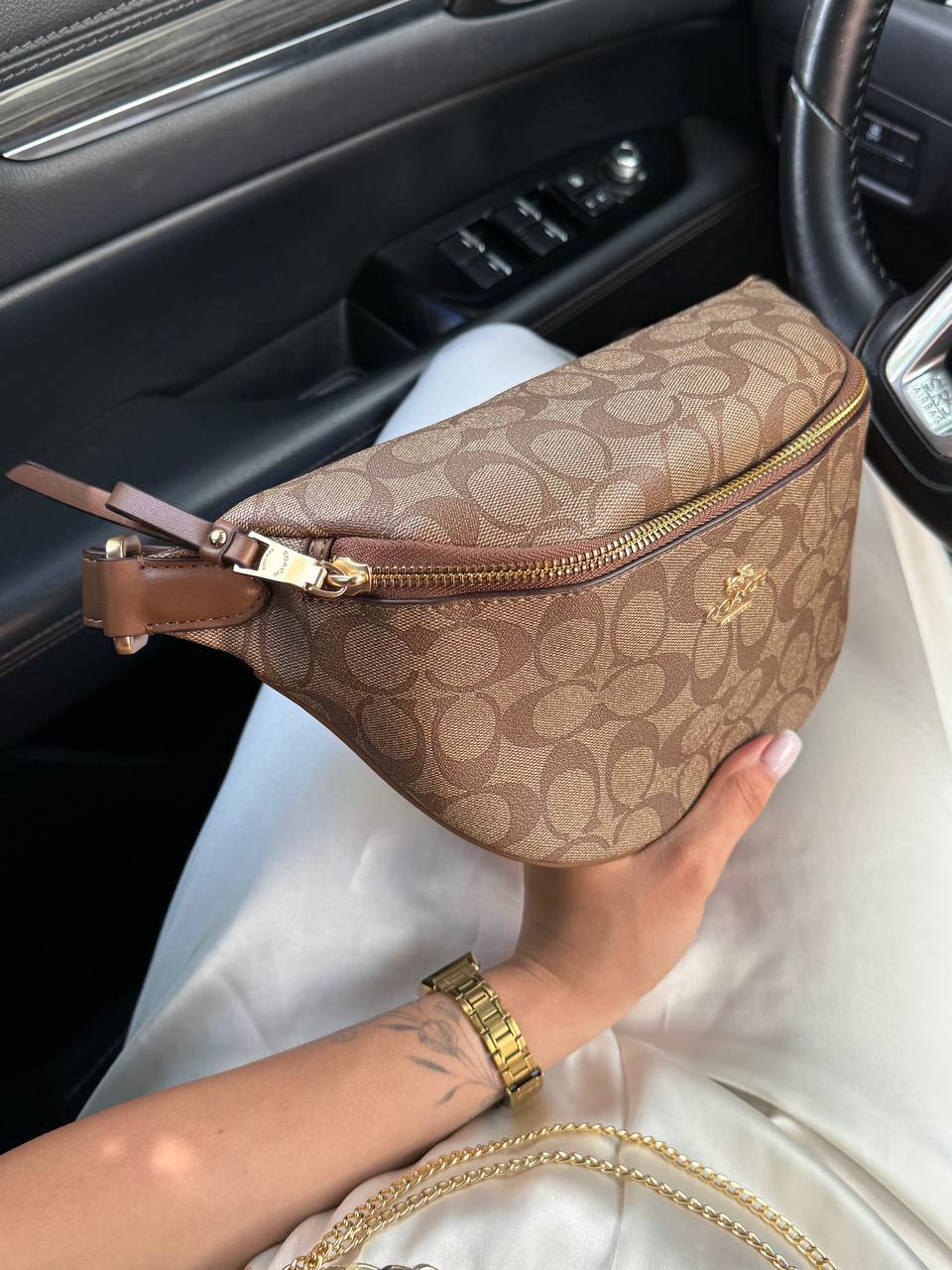 Coach Signature Belt Bag Fanny Pack Beige - 5