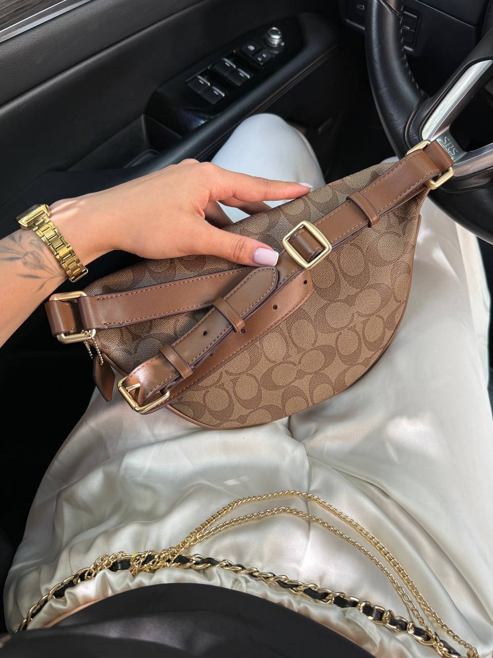 Coach Signature Belt Bag Fanny Pack Beige - 8