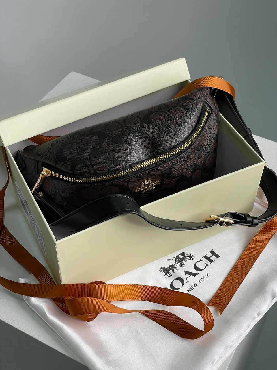 Coach Signature Belt Bag Fanny Pack Brown - 2