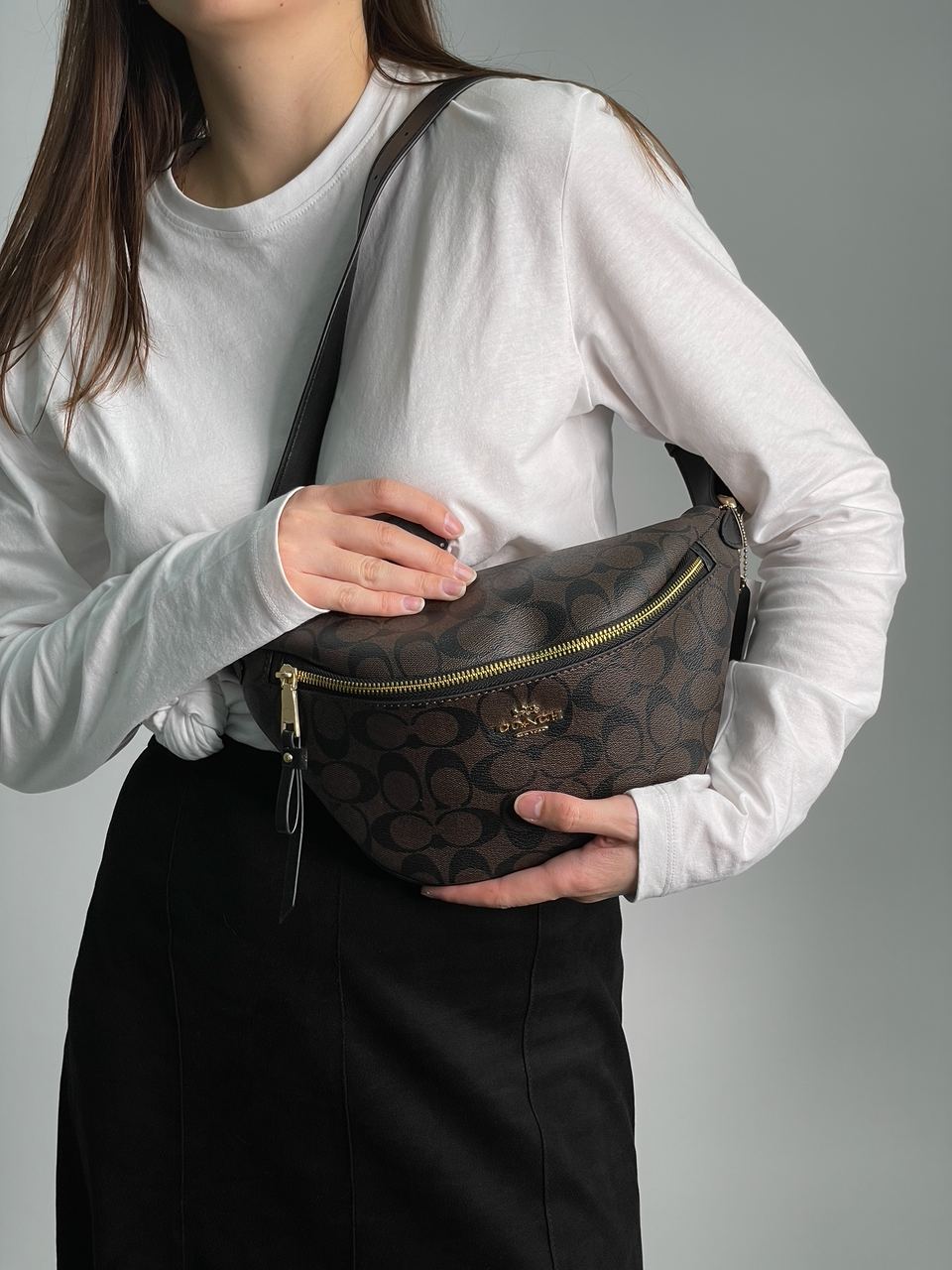 Coach Signature Belt Bag Fanny Pack Brown - 5