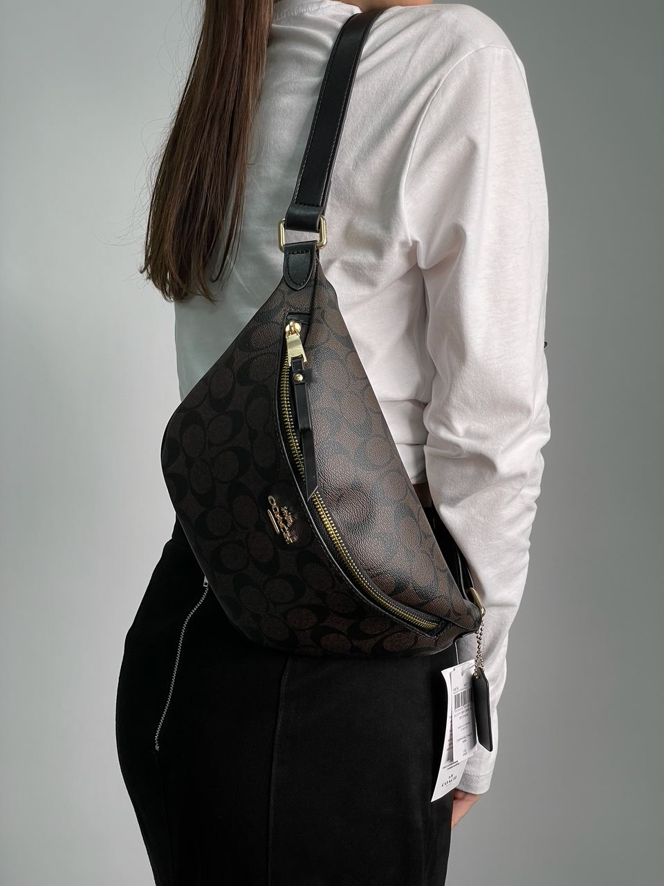 Coach Signature Belt Bag Fanny Pack Brown - 6