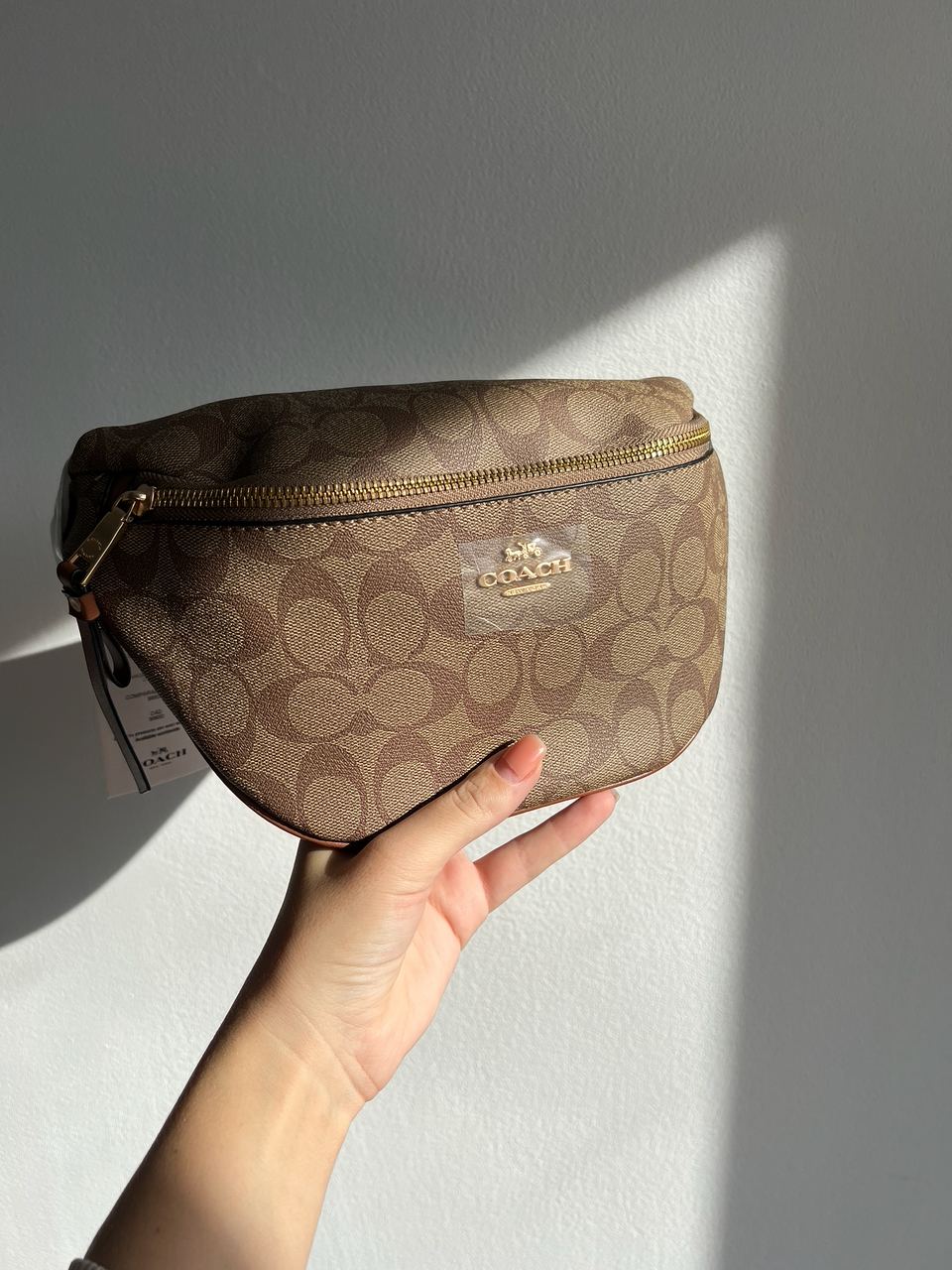 Coach Signature Belt Bag Fanny Pack Khaki Saddle - 12