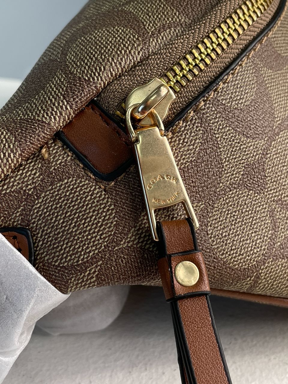 Coach Signature Belt Bag Fanny Pack Khaki Saddle - 17