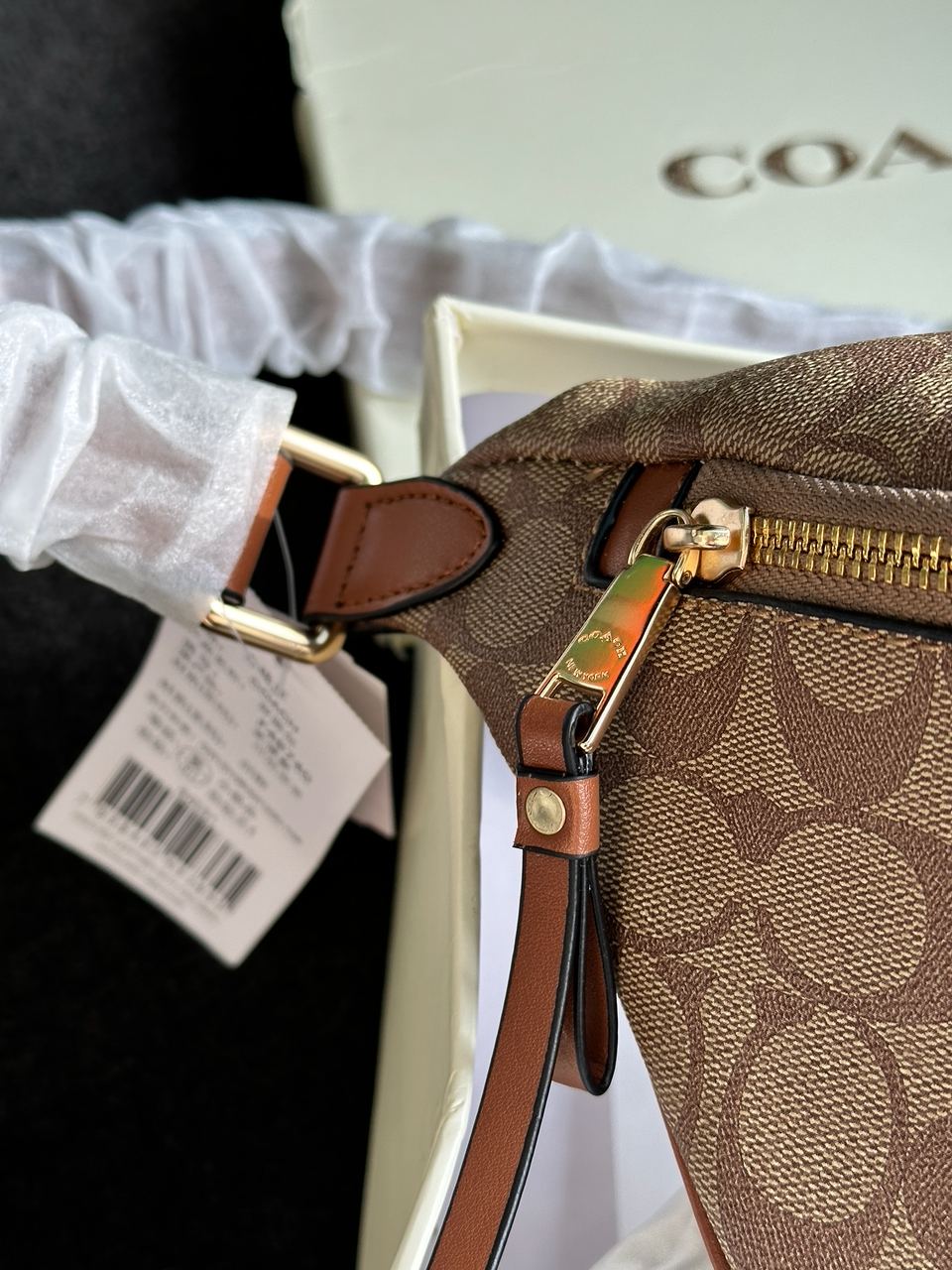 Coach Signature Belt Bag Fanny Pack Khaki Saddle - 19