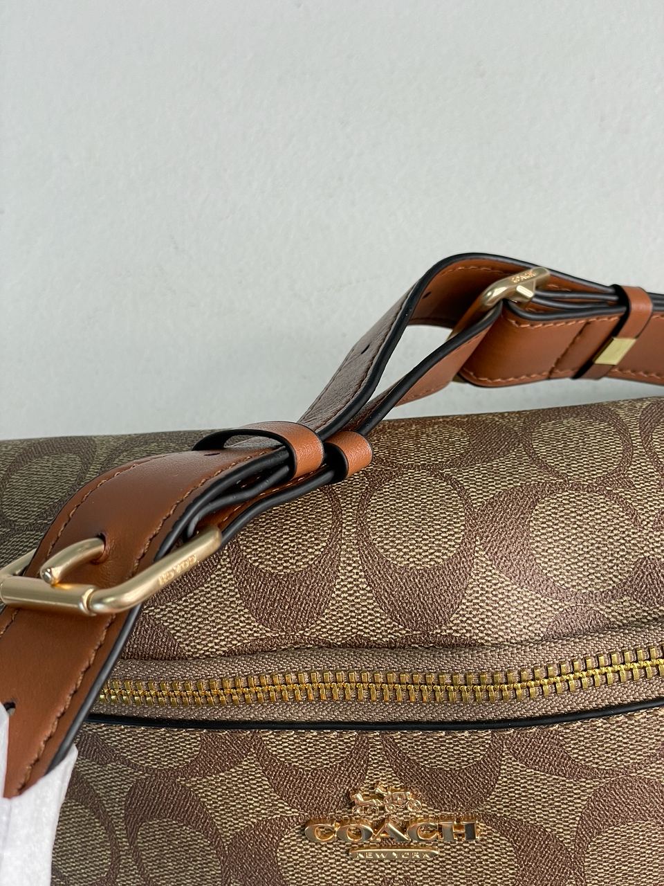 Coach Signature Belt Bag Fanny Pack Khaki Saddle - 22