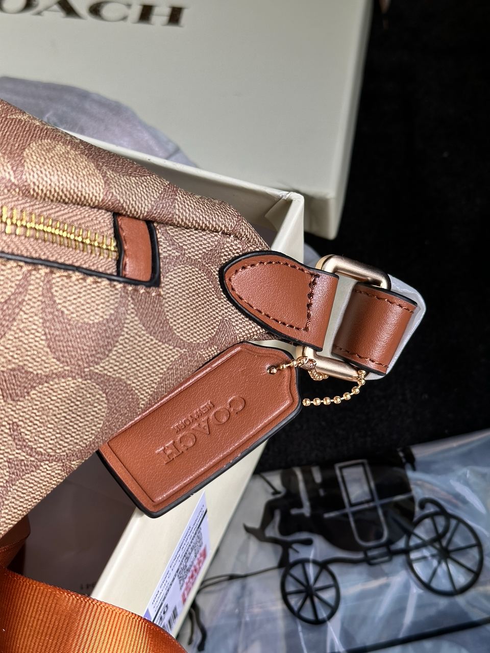 Coach Signature Belt Bag Fanny Pack Khaki Saddle - 25