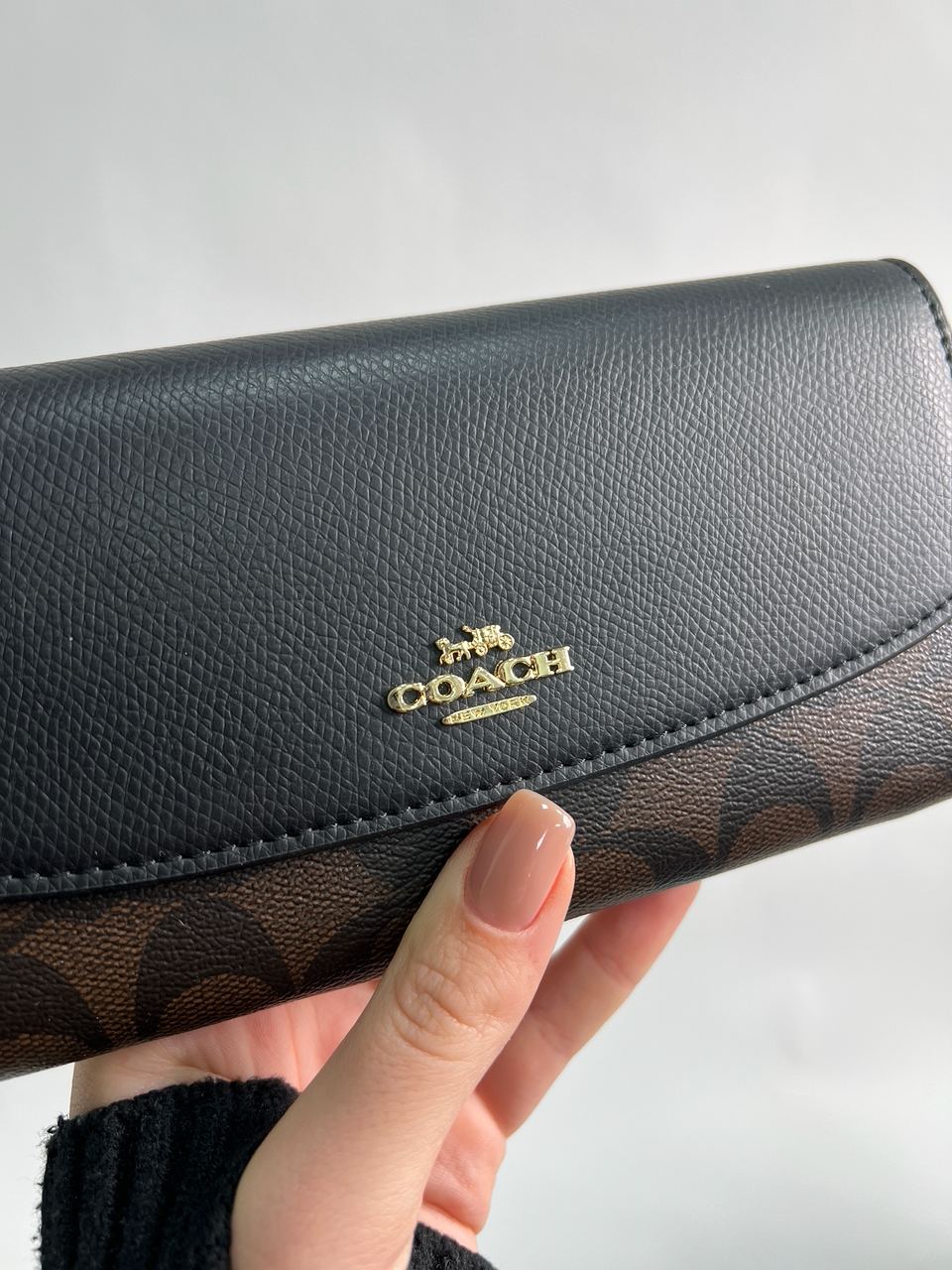 Coach Signature PVC Slim Envelope Wallet Black/Brown - 8