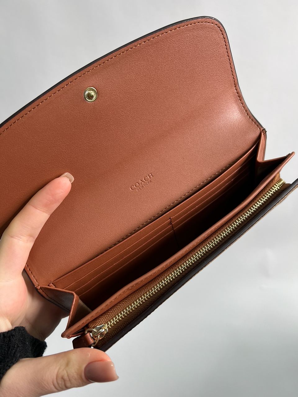 Coach Signature PVC Slim Envelope Wallet Brown - 10