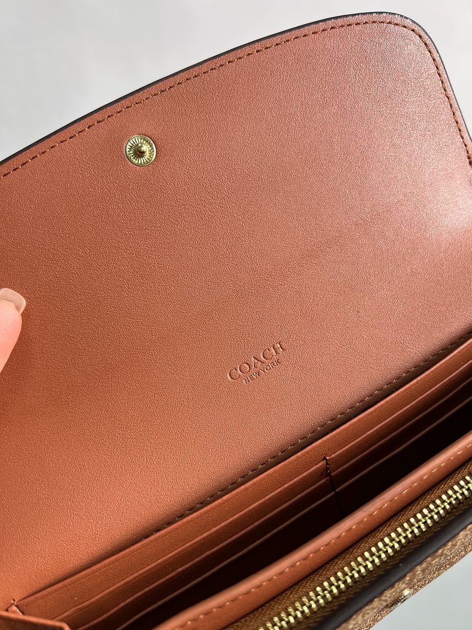 Coach Signature PVC Slim Envelope Wallet Brown - 11