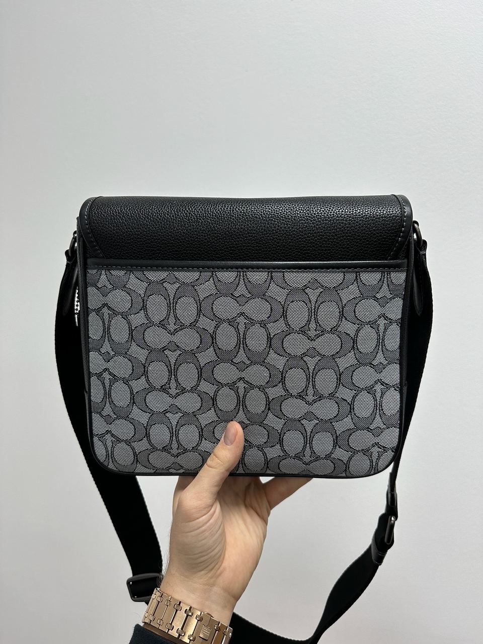 Coach Sprint Map 25 Black Leather/Grey Canvas - 6