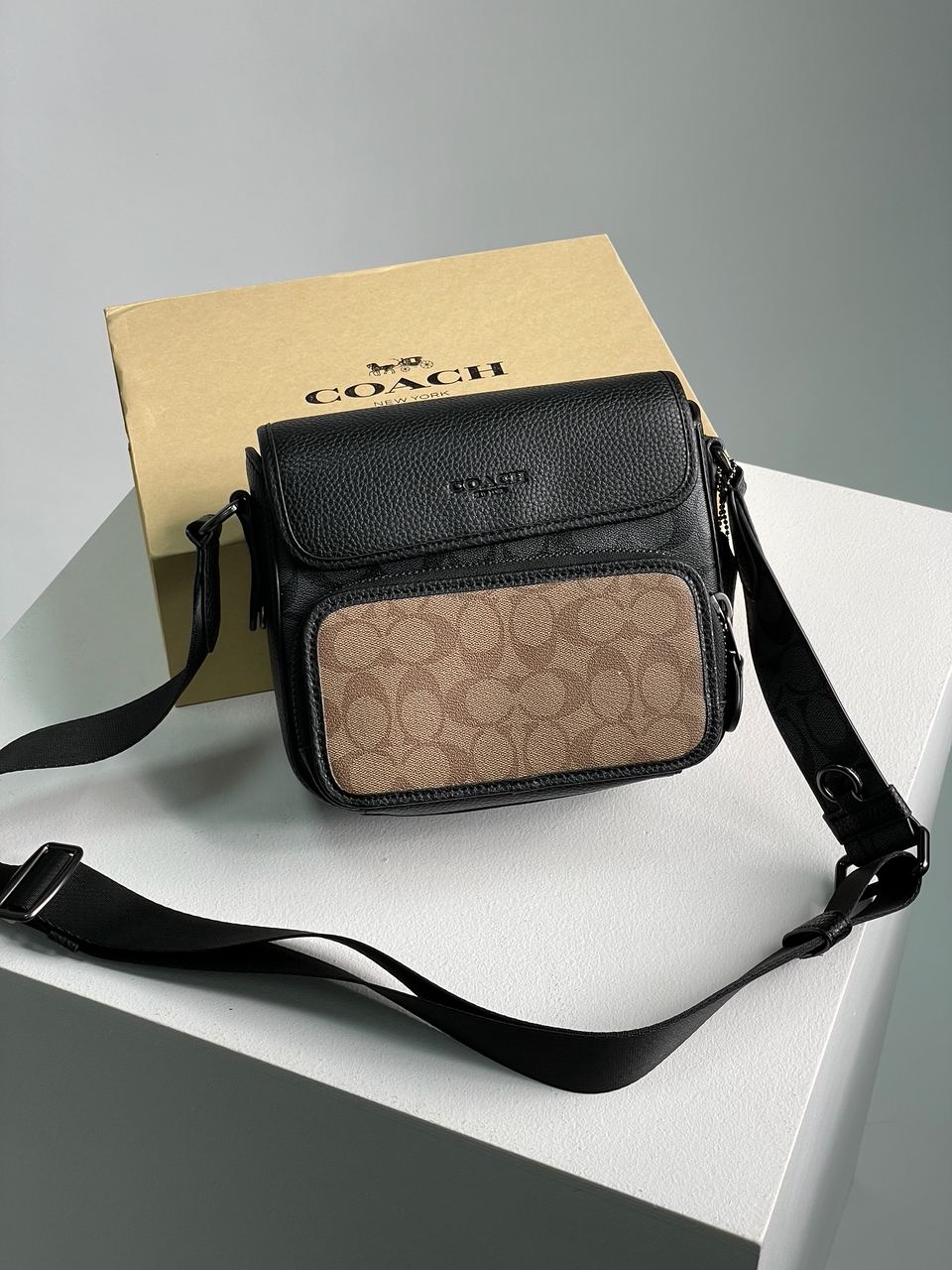 Coach Sullivan Flap Crossbody In Signature Canvas Beige/Black - 2