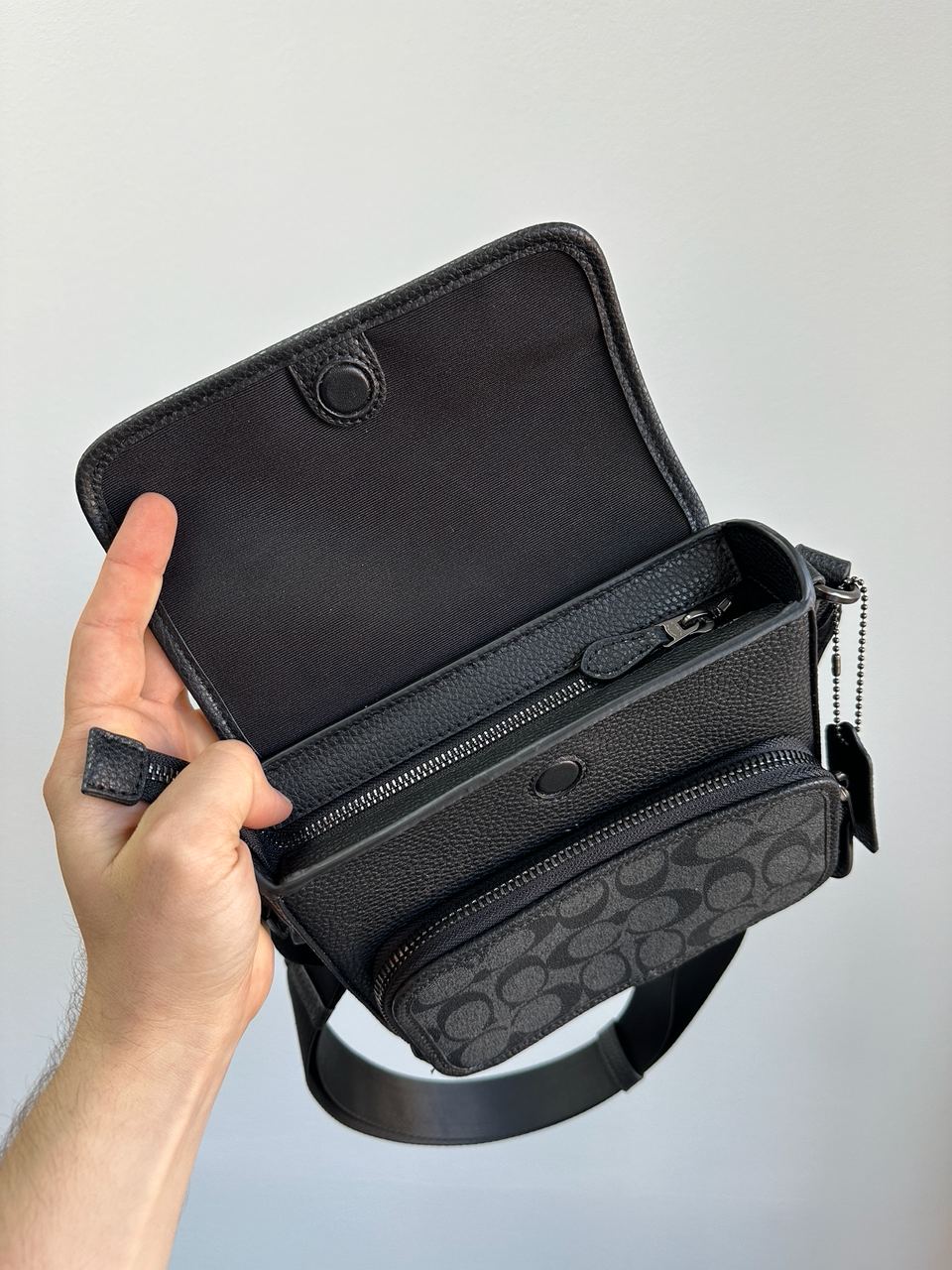 Coach Sullivan Flap Crossbody In Signature Canvas Grey/Black - 11