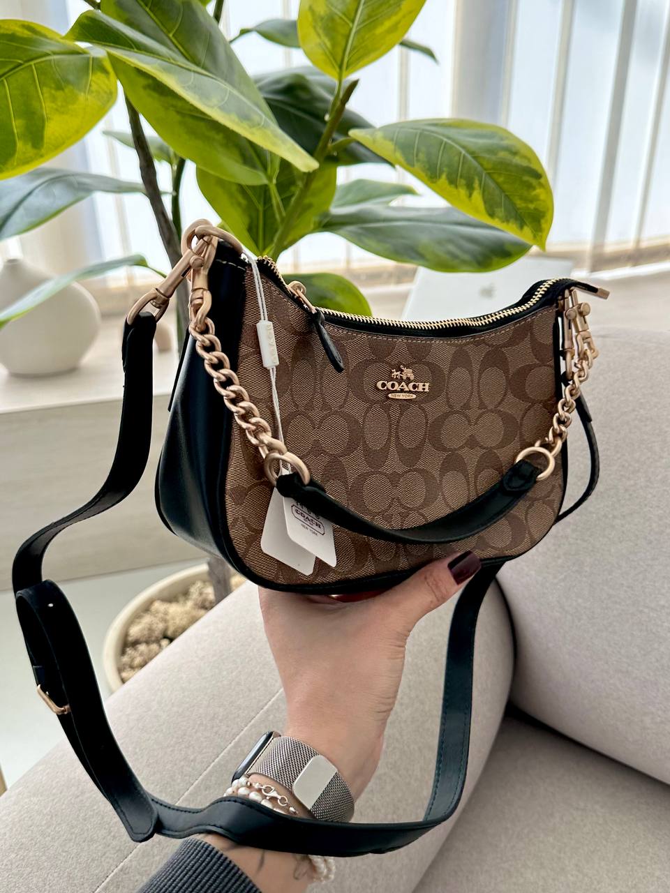 Coach Swinger 20 In Signature Canvas Black/Gold - 4