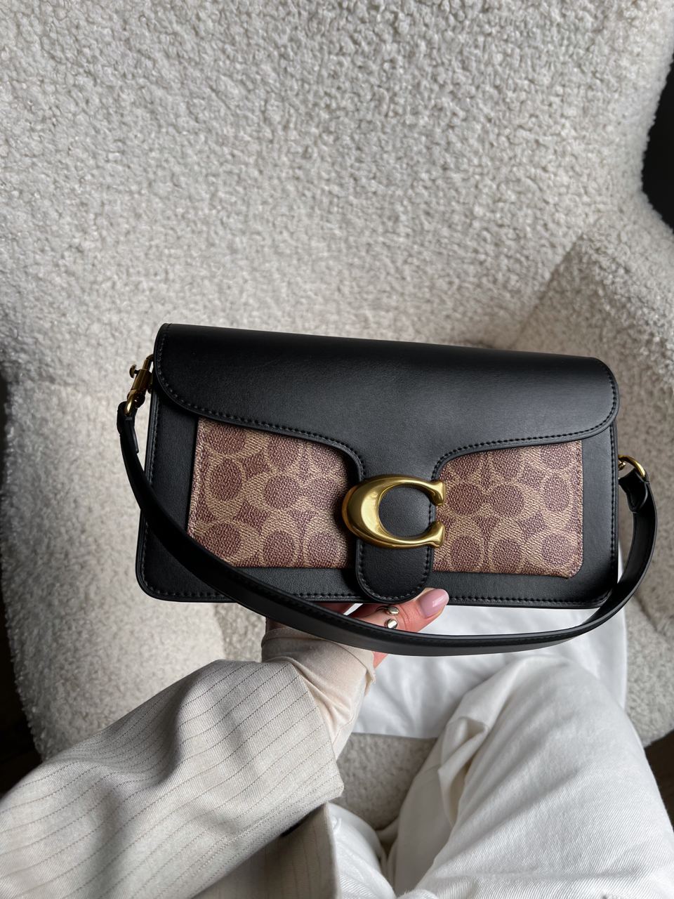 Coach Tabby Black/Beige Shoulder Bag In Signature Canvas - 6