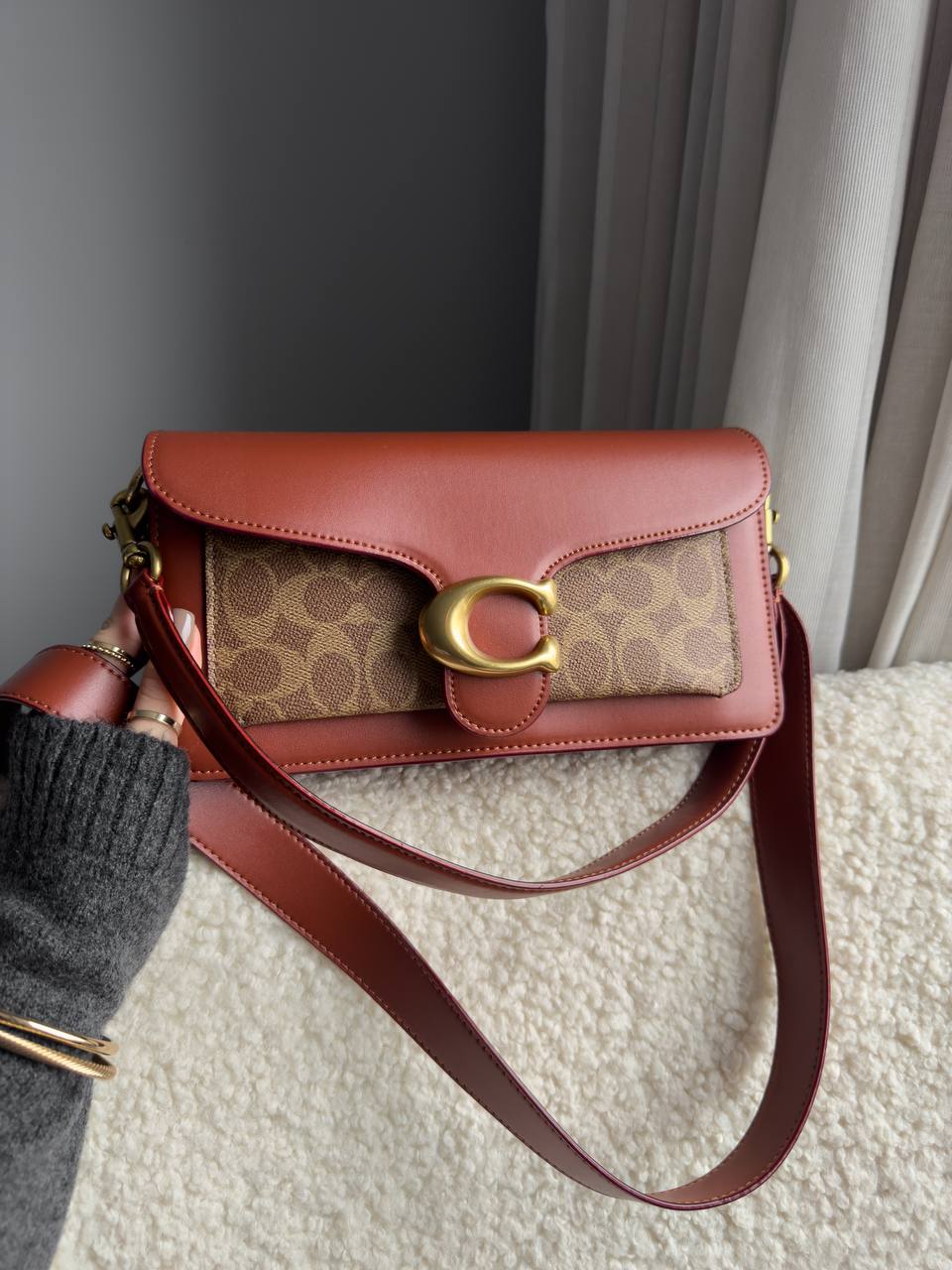 Coach Tabby Red/Beige Shoulder Bag In Signature Canvas - 5