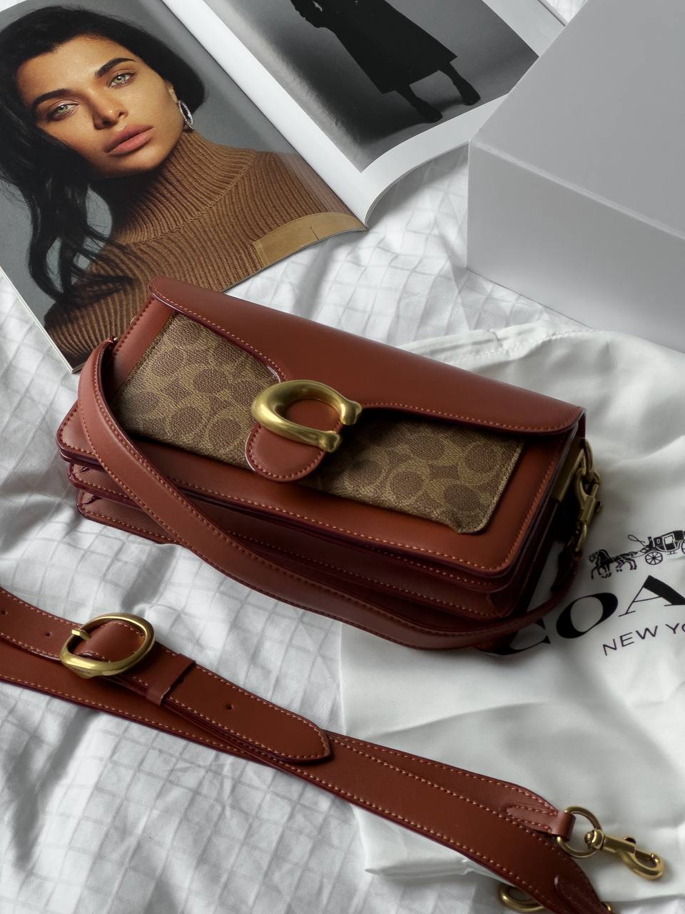 Coach Tabby Red/Beige Shoulder Bag In Signature Canvas - 8