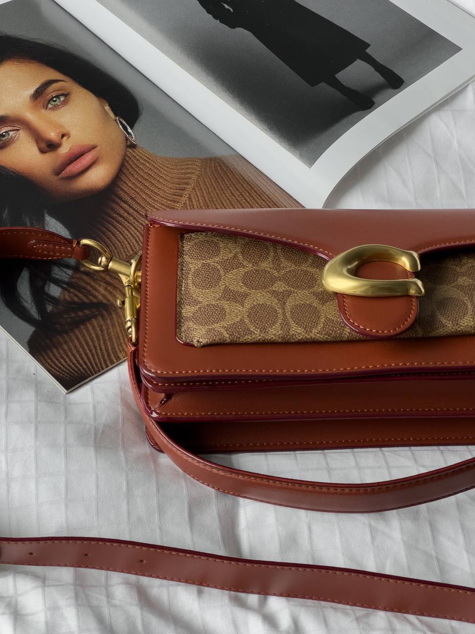 Coach Tabby Red/Beige Shoulder Bag In Signature Canvas - 9