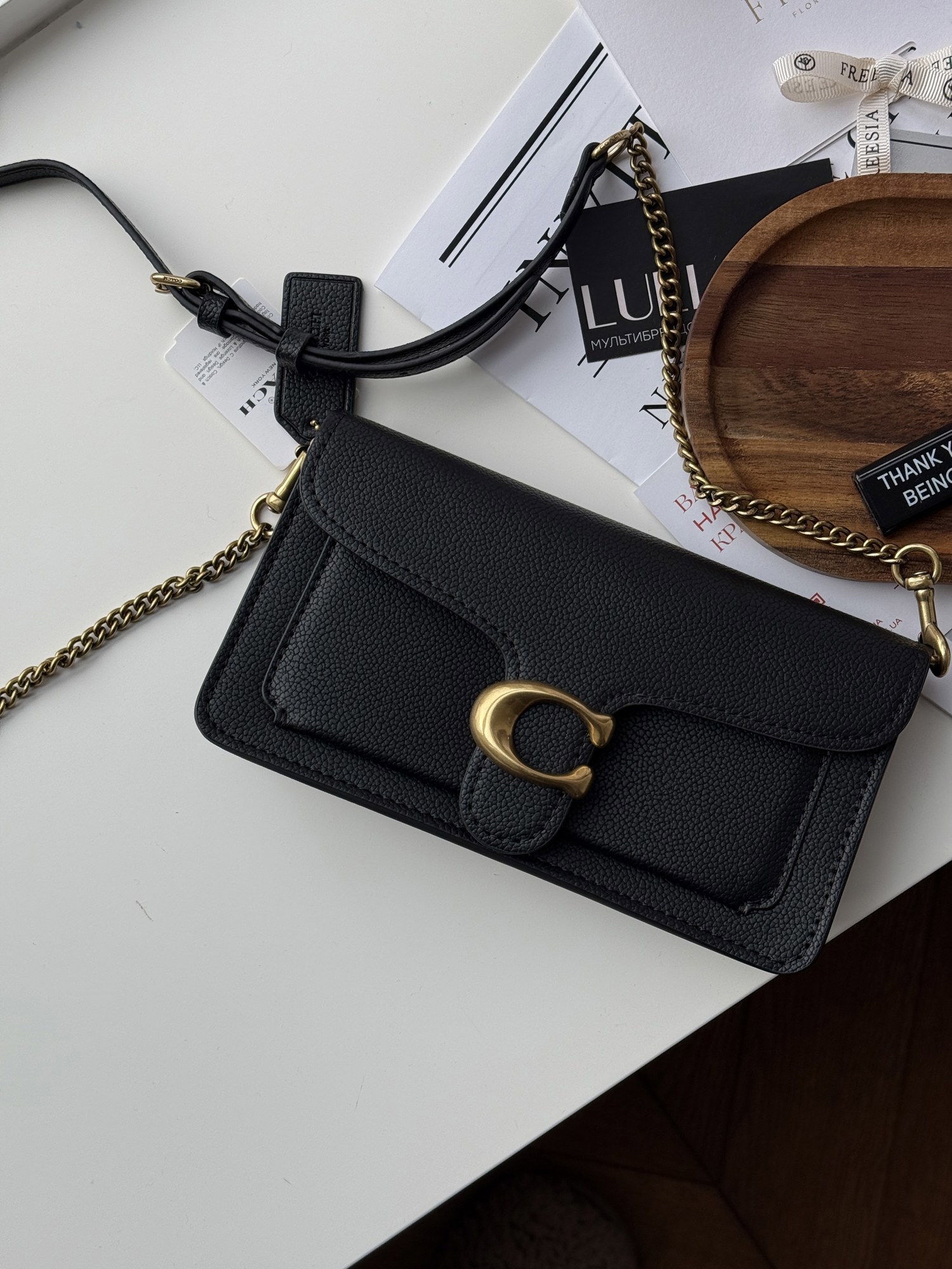 Coach Tabby Shoulder Bag 20 Black/Gold [крафтова коробка] - 11