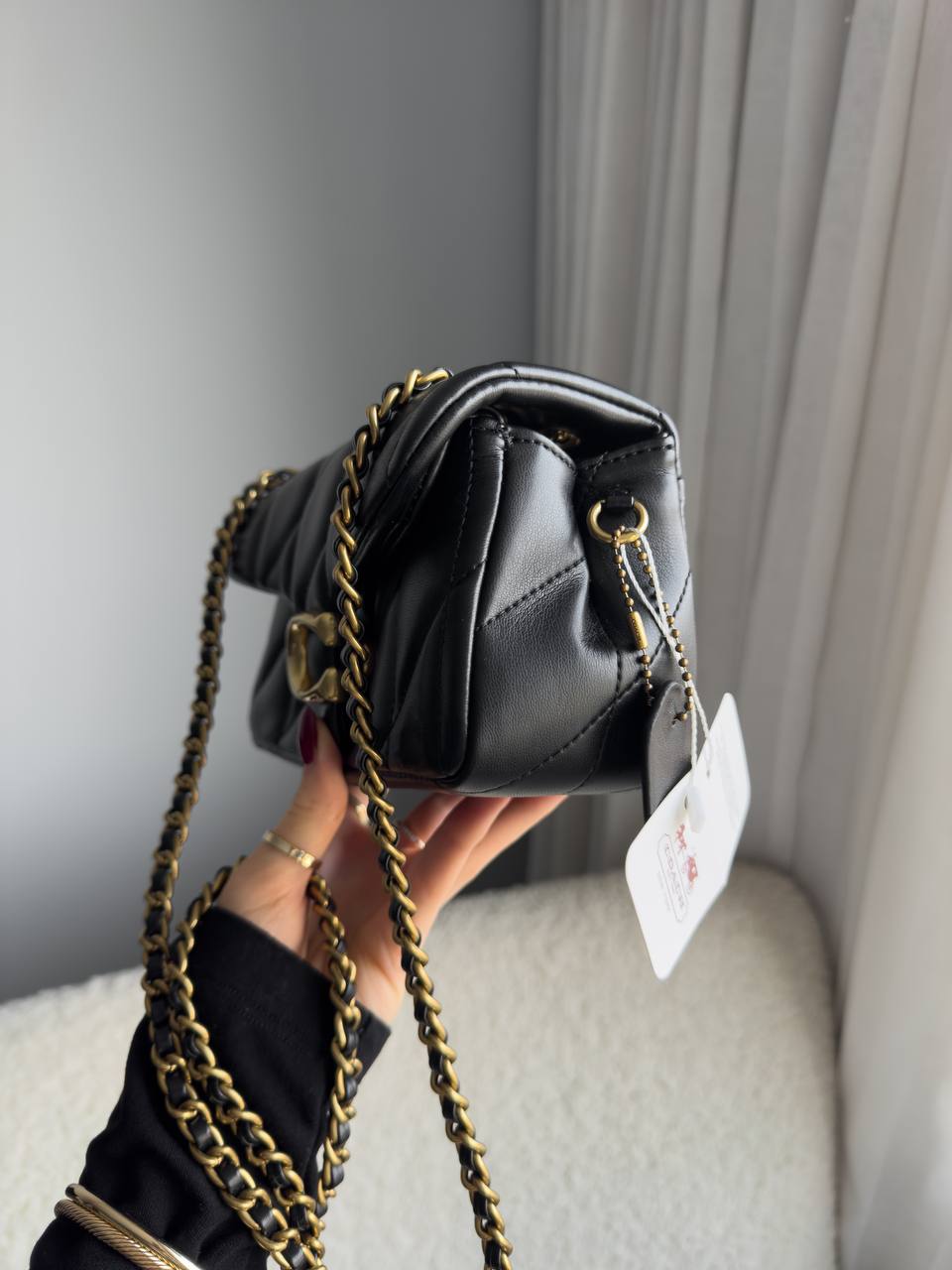 Coach Tabby Shoulder Bag 20 With Quilting Black/Gold - 11