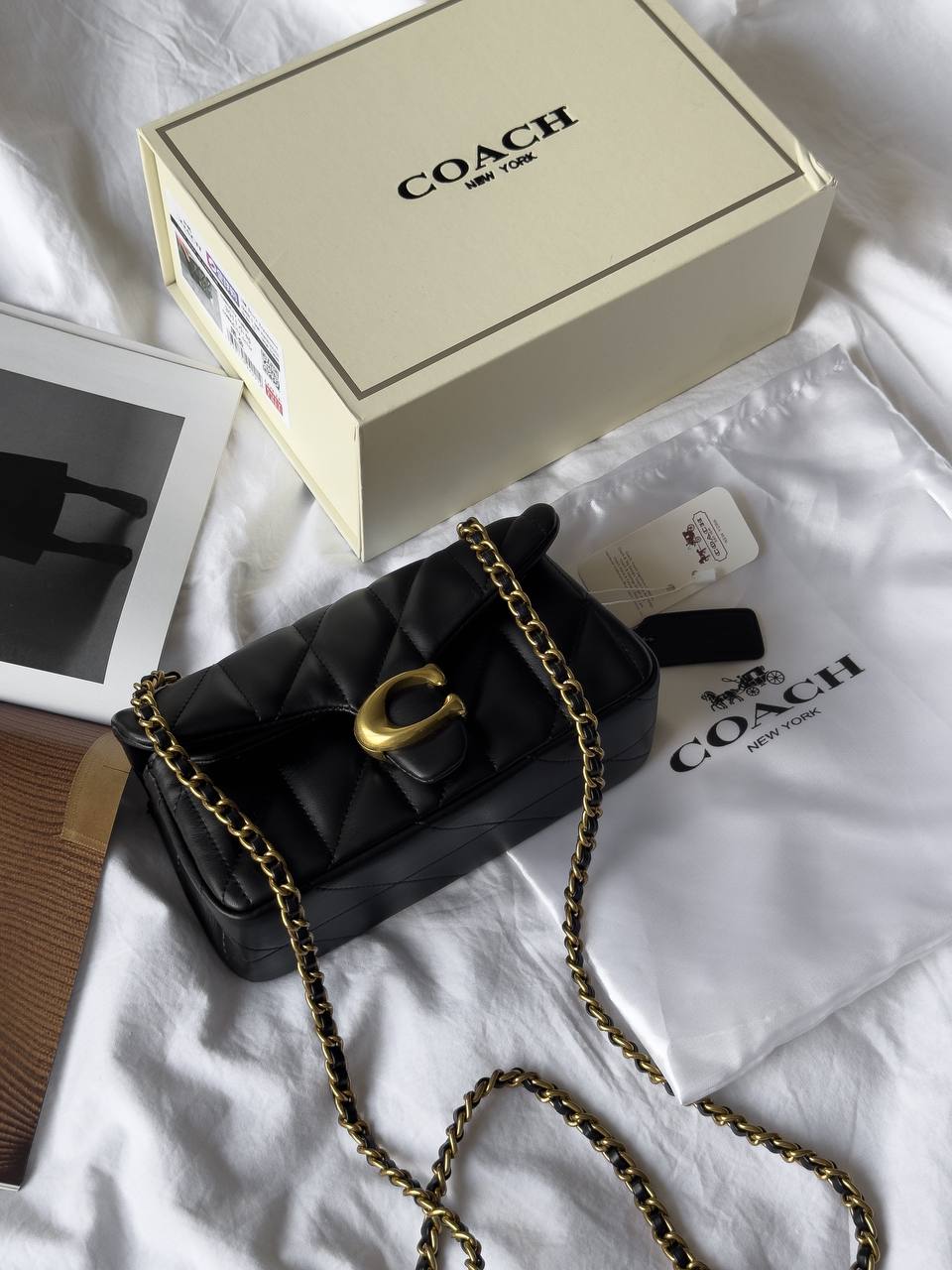 Coach Tabby Shoulder Bag 20 With Quilting Black/Gold - 2