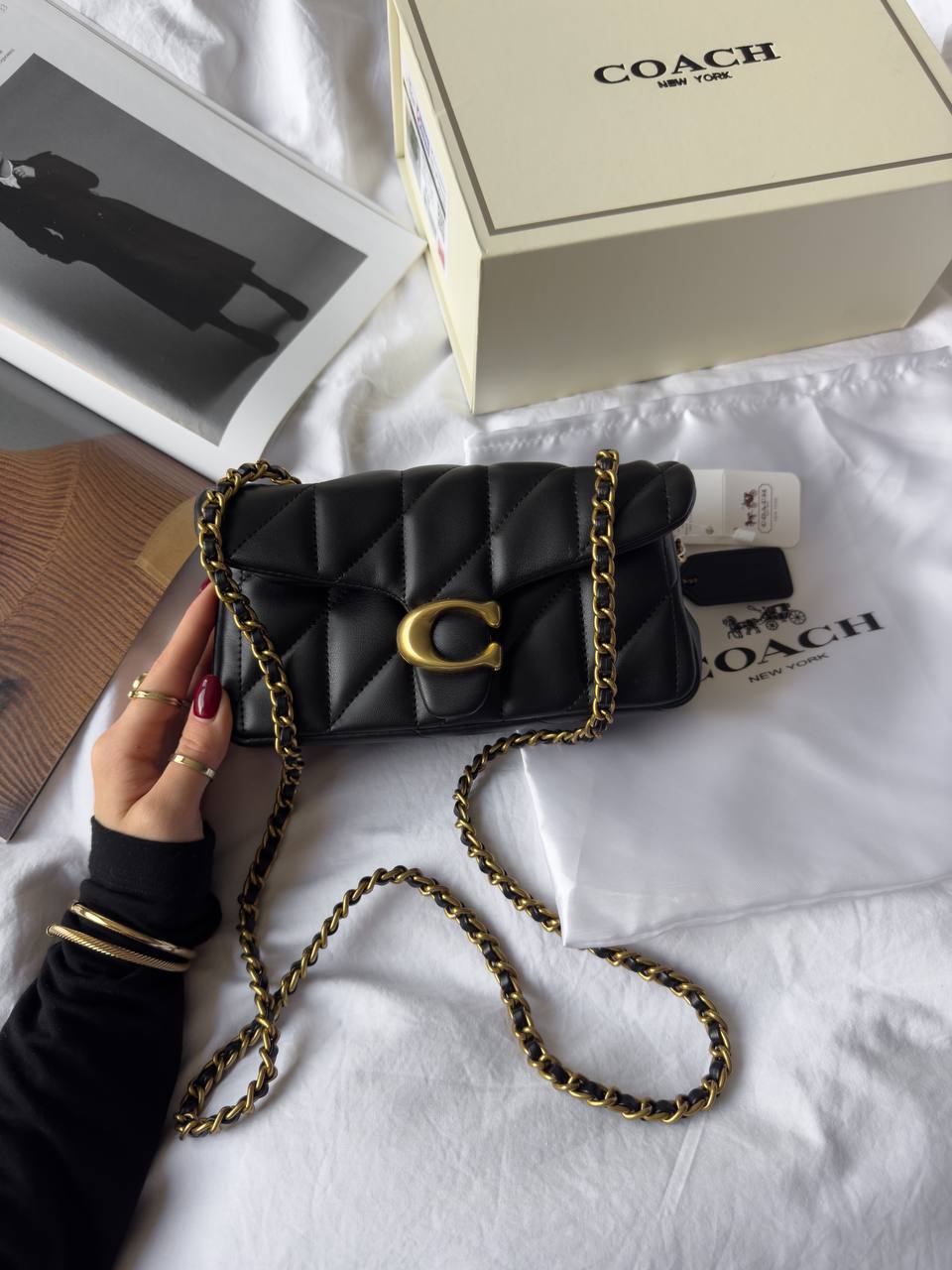 Coach Tabby Shoulder Bag 20 With Quilting Black/Gold - 3