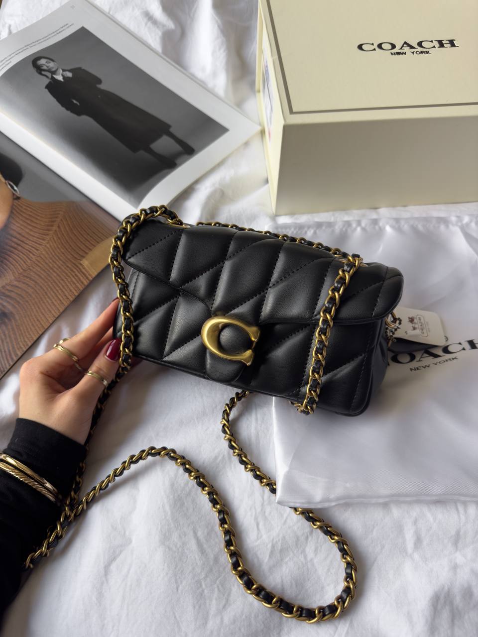 Coach Tabby Shoulder Bag 20 With Quilting Black/Gold - 5