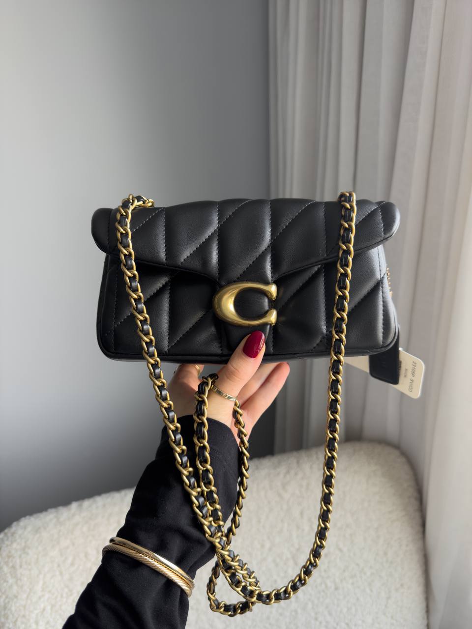 Coach Tabby Shoulder Bag 20 With Quilting Black/Gold - 6