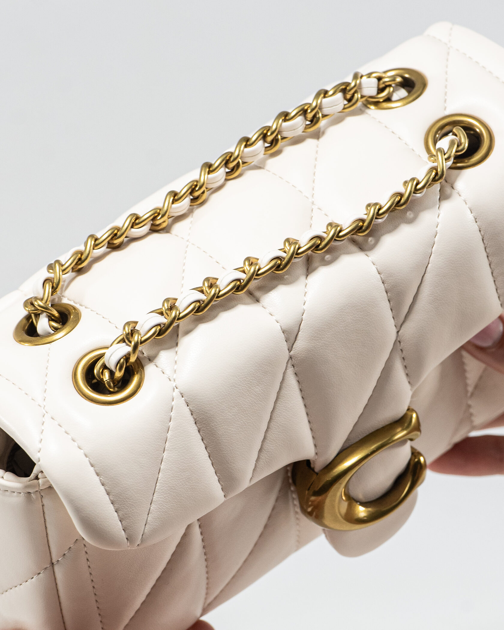 Coach Tabby Shoulder Bag 20 With Quilting Cream/Gold - 12