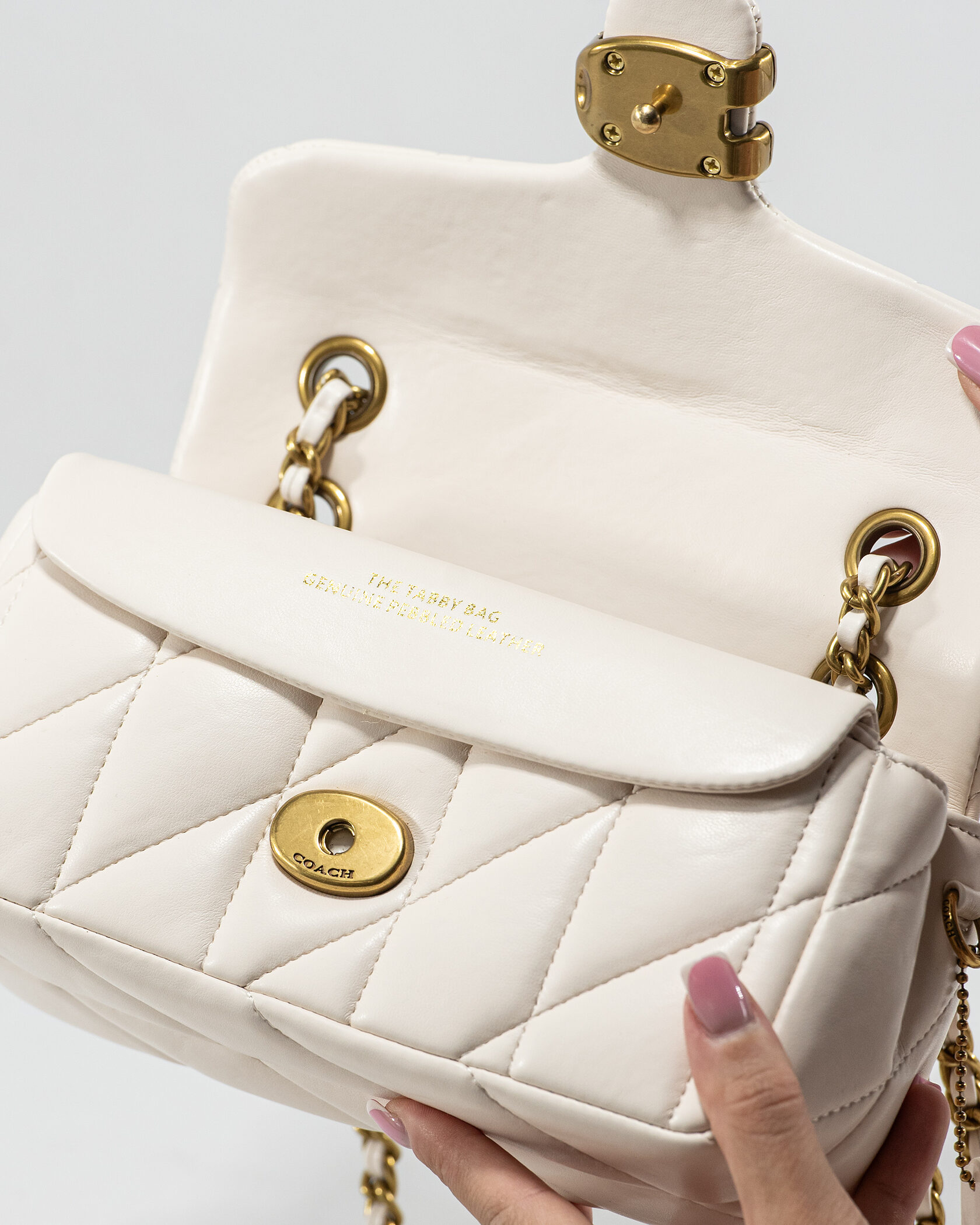 Coach Tabby Shoulder Bag 20 With Quilting Cream/Gold - 13