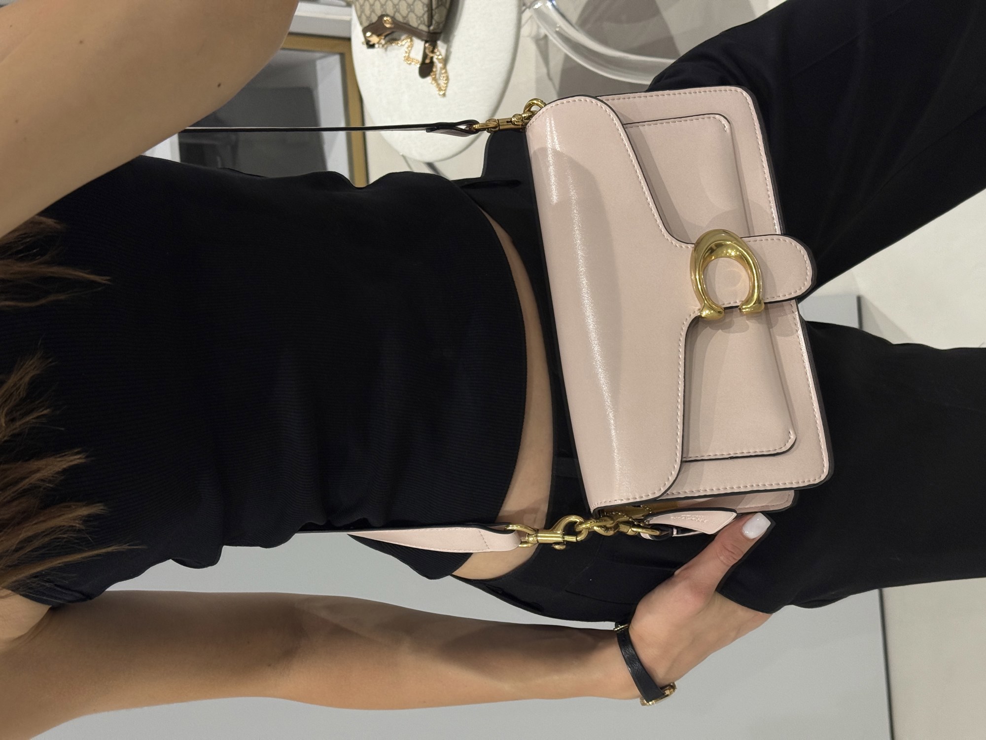 Coach Tabby Shoulder Bag 26 Pink/Gold (магнітна коробка) - 3