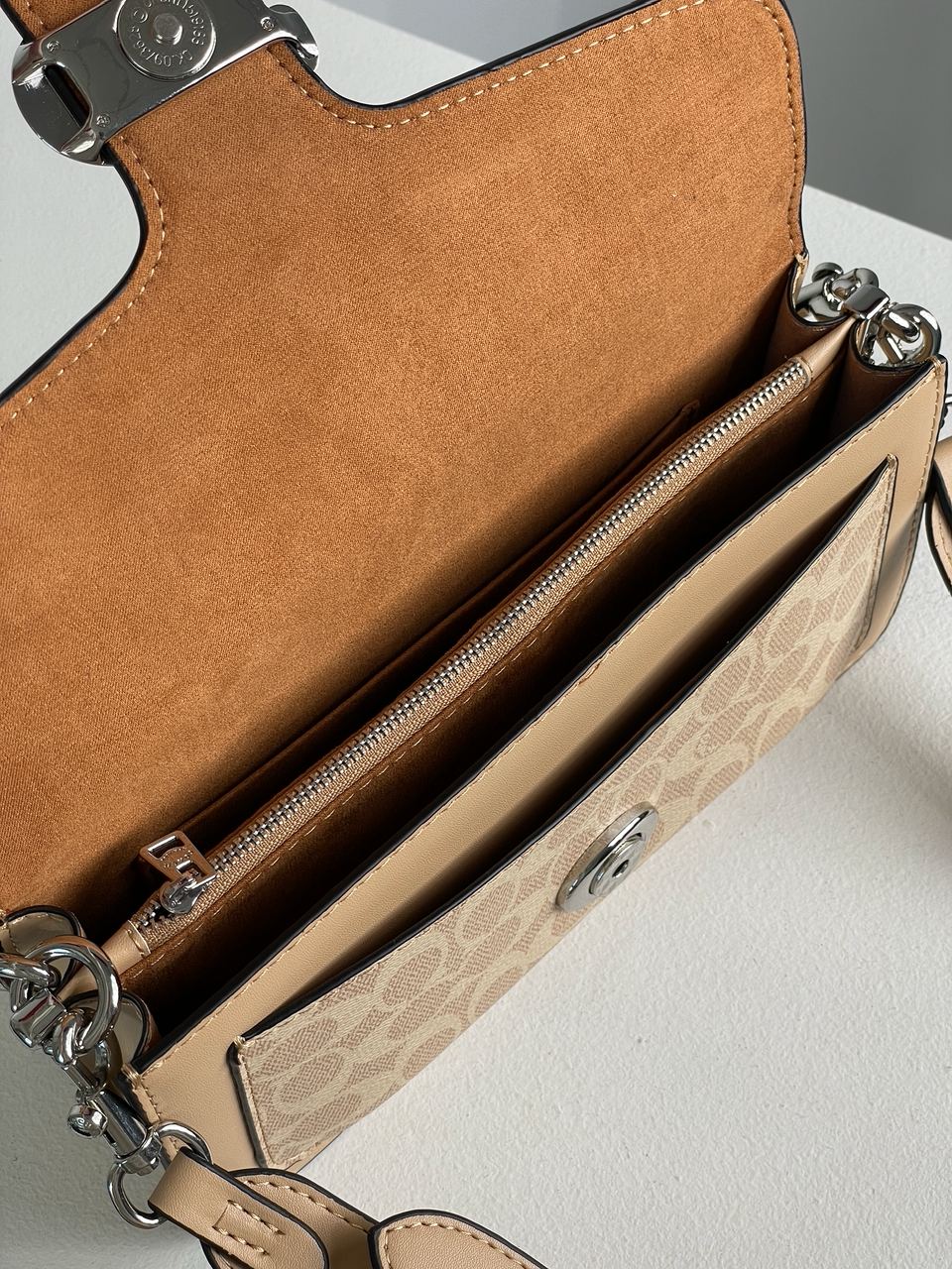 Coach Tabby Shoulder Bag 26 With Signature Canvas Sand Taupe - 26