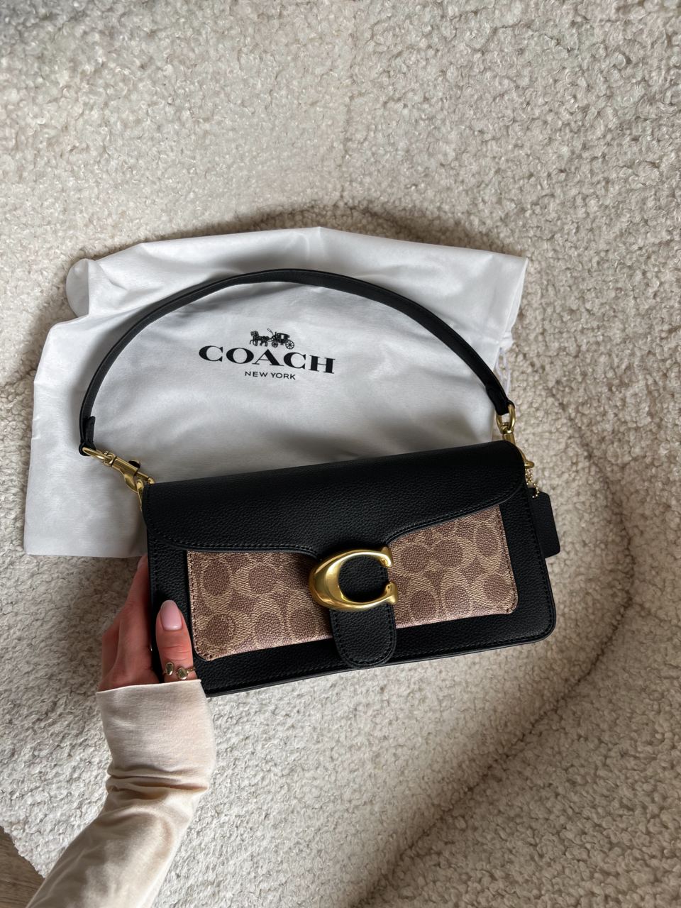 Coach Tabby Shoulder With Signature Canvas Tan Black - 3