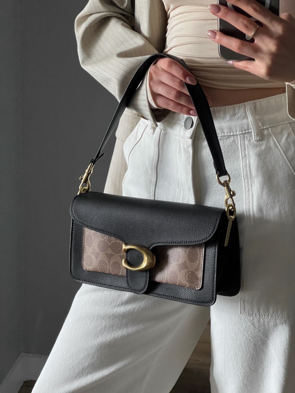 Coach Tabby Shoulder With Signature Canvas Tan Black - 8